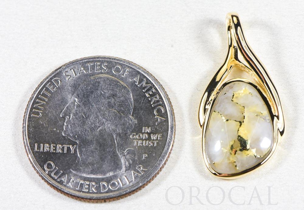 Gold Quartz Pendant  "Orocal" PSC129Q Genuine Hand Crafted Jewelry - 14K Gold Yellow Gold Casting