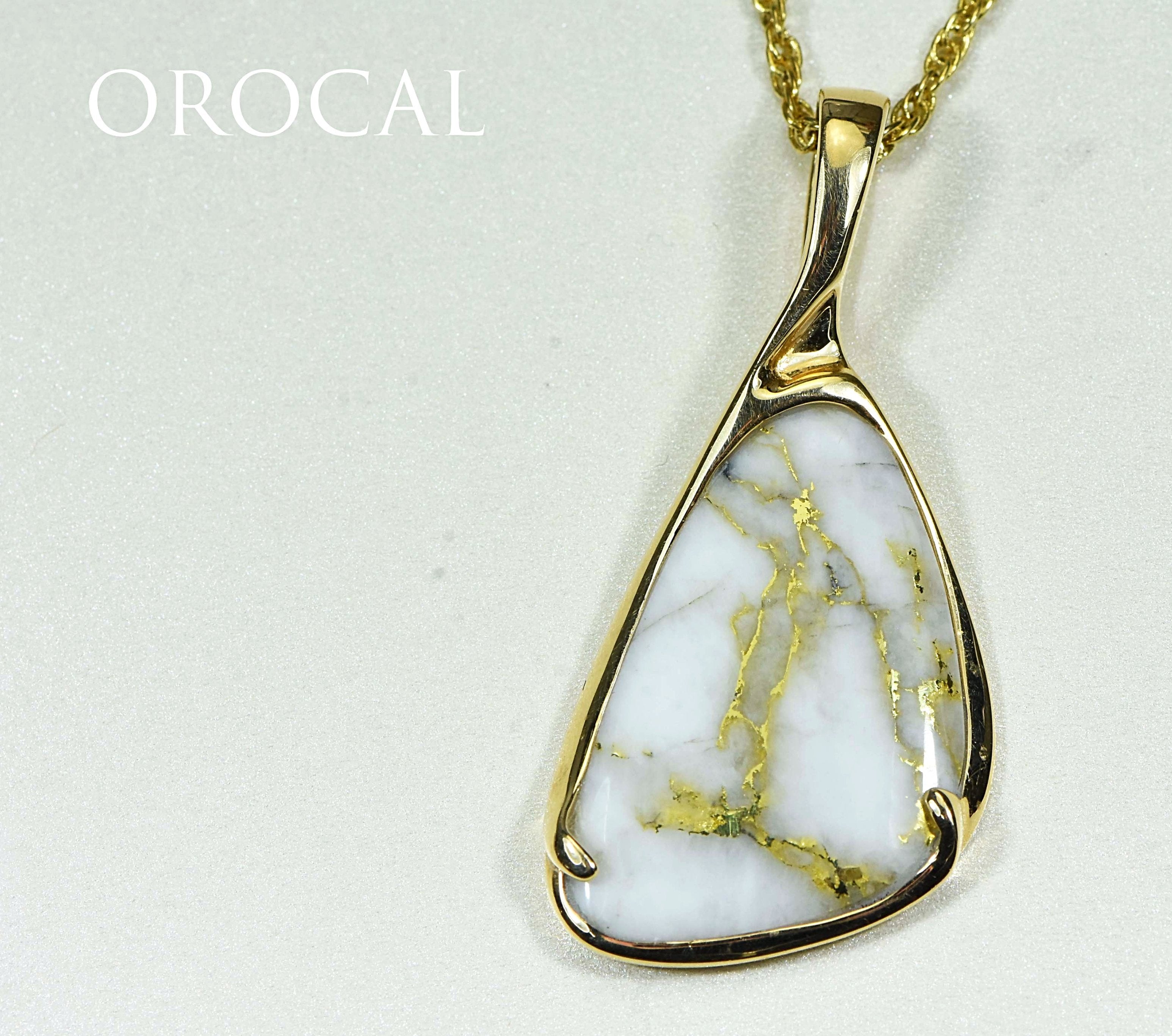 Gold Quartz Pendant "Orocal" PSC100QX Genuine Hand Crafted Jewelry - 14K Gold Yellow Gold Casting