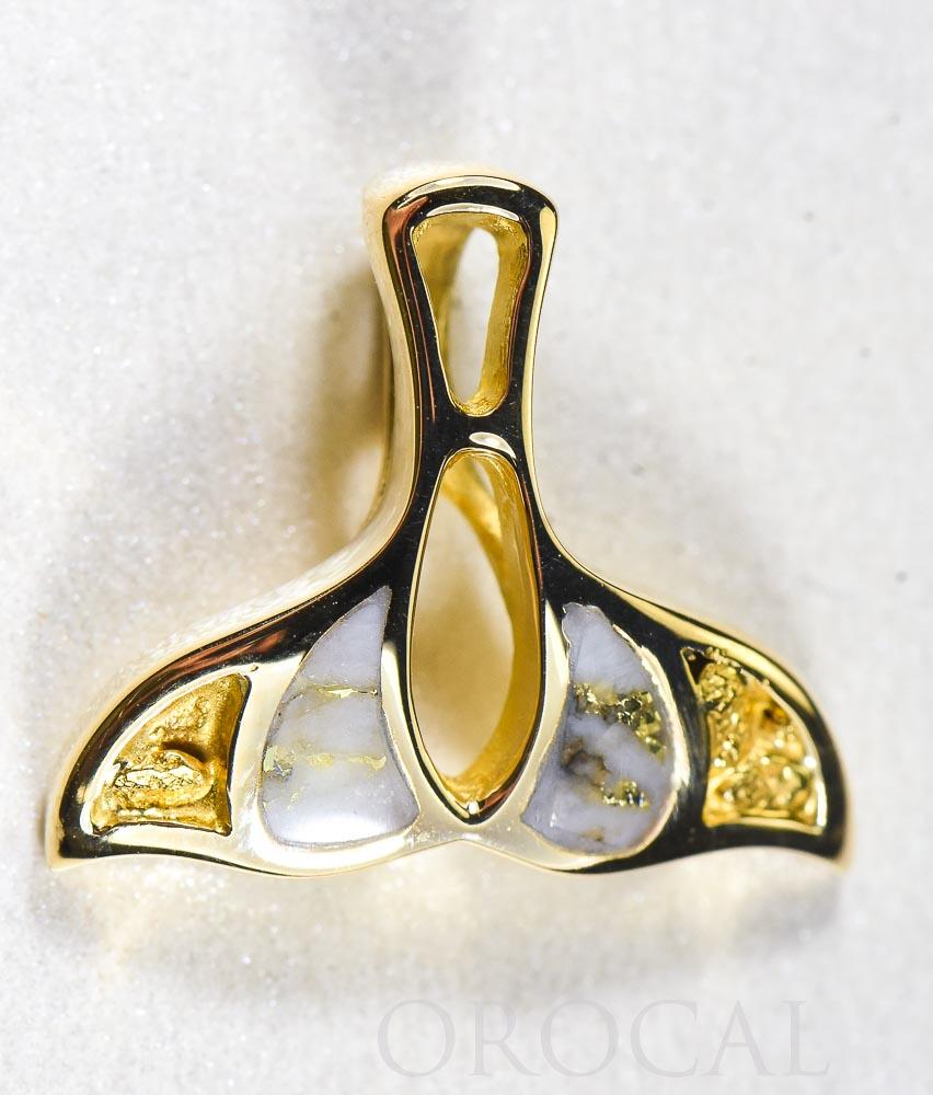 Gold Quartz Pendant Whales Tail "Orocal" PWT21NQ Genuine Hand Crafted Jewelry - 14K Gold Yellow Gold Casting