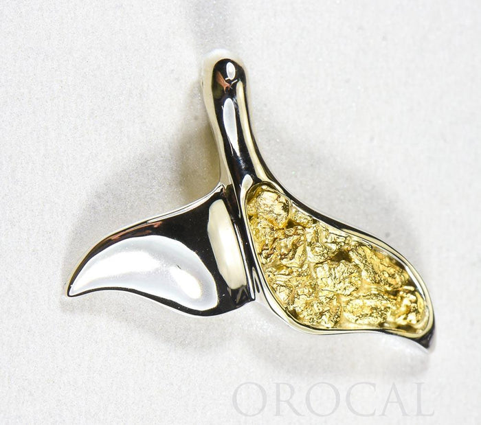 Gold Nugget Pendant Whales Tail "Orocal" PWT37NW Genuine Hand Crafted Jewelry - 14K Gold White Gold Casting