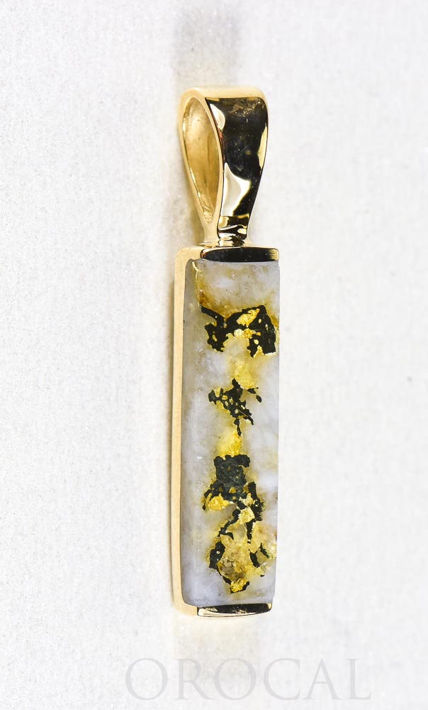 Gold Quartz Pendant  "Orocal" PN894Q Genuine Hand Crafted Jewelry - 14K Gold Yellow Gold Casting