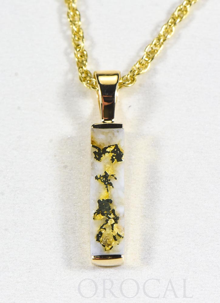 Gold Quartz Pendant  "Orocal" PN894Q Genuine Hand Crafted Jewelry - 14K Gold Yellow Gold Casting