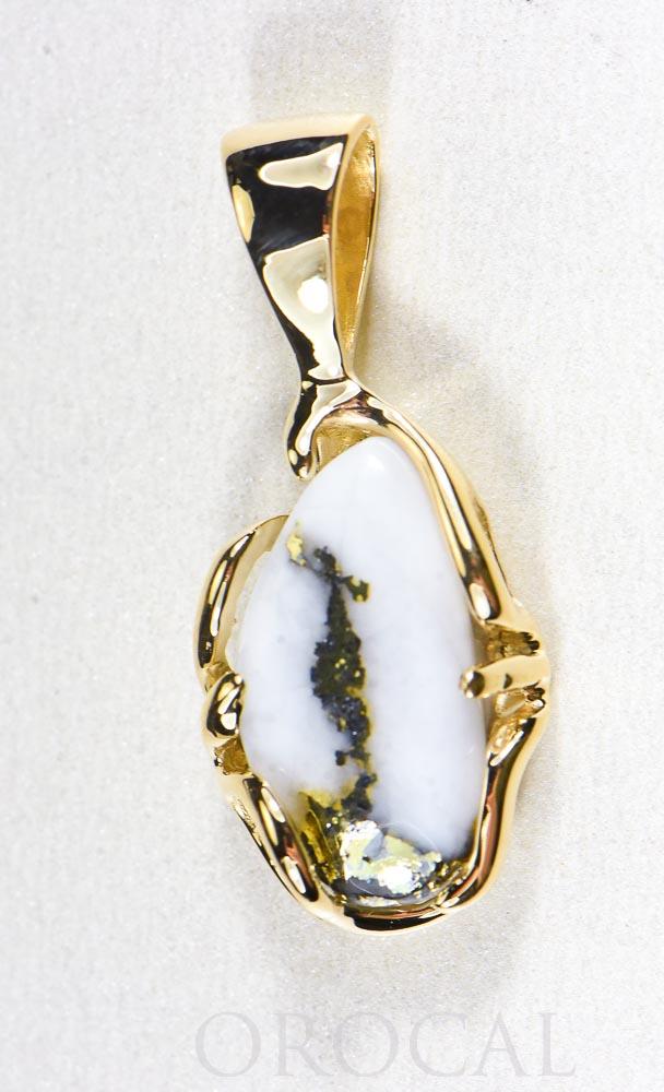 Gold Quartz Pendant  "Orocal" PRL1031Q Genuine Hand Crafted Jewelry - 14K Gold Yellow Gold Casting