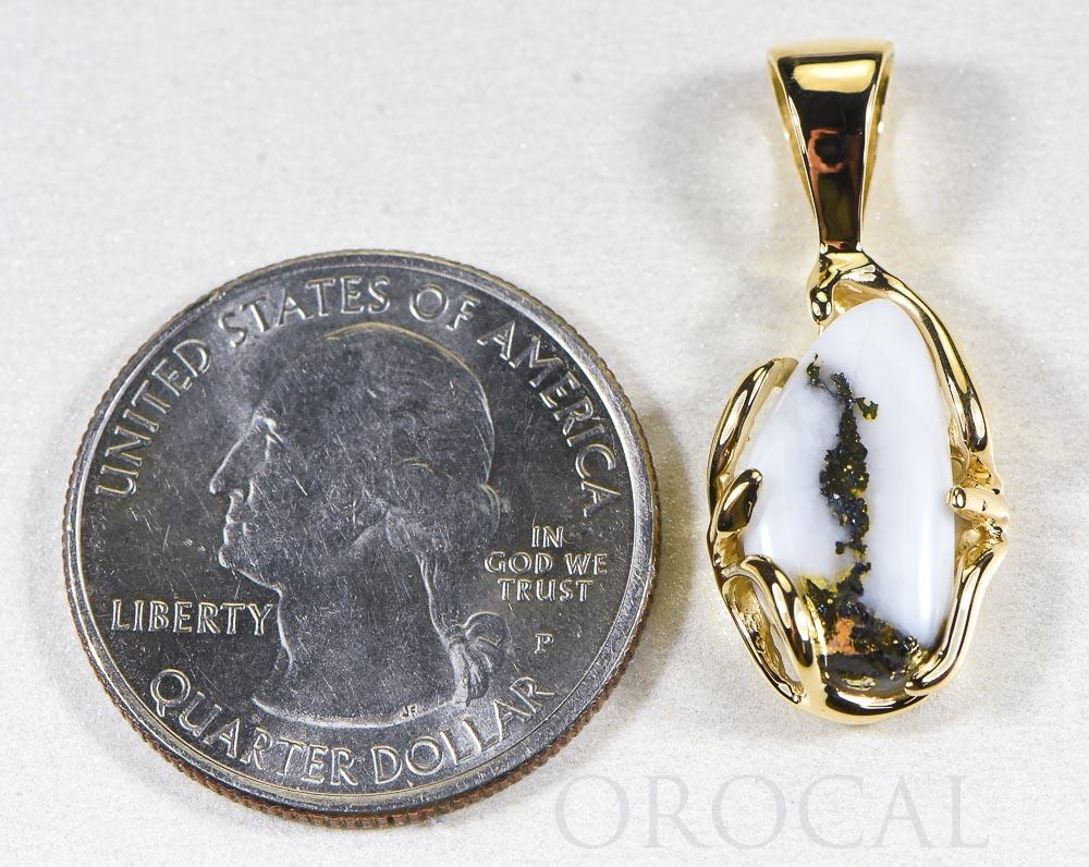 Gold Quartz Pendant  "Orocal" PRL1031Q Genuine Hand Crafted Jewelry - 14K Gold Yellow Gold Casting