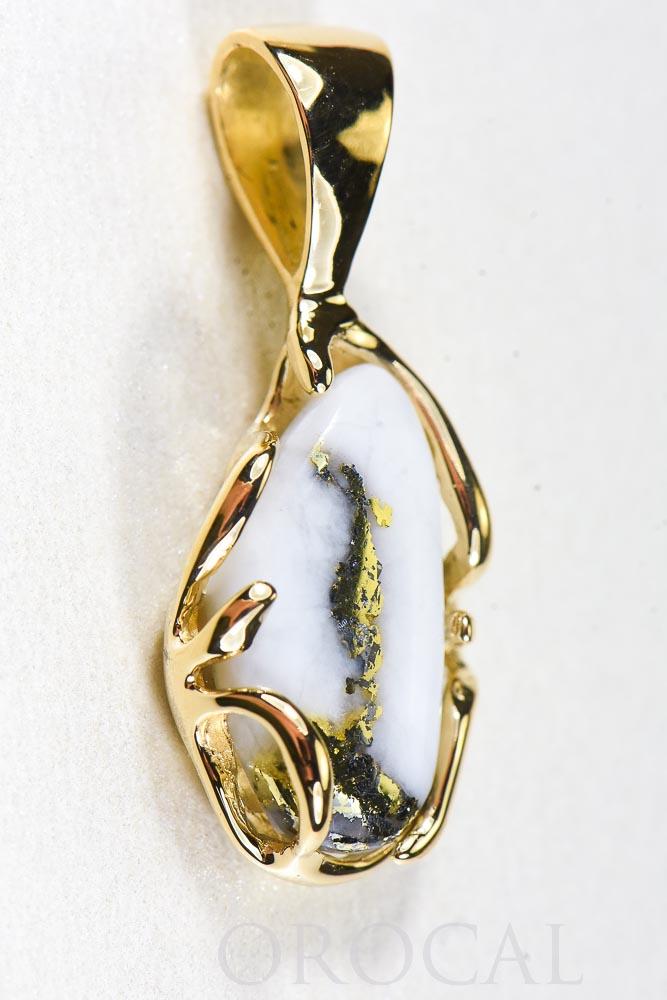 Gold Quartz Pendant  "Orocal" PRL1031Q Genuine Hand Crafted Jewelry - 14K Gold Yellow Gold Casting