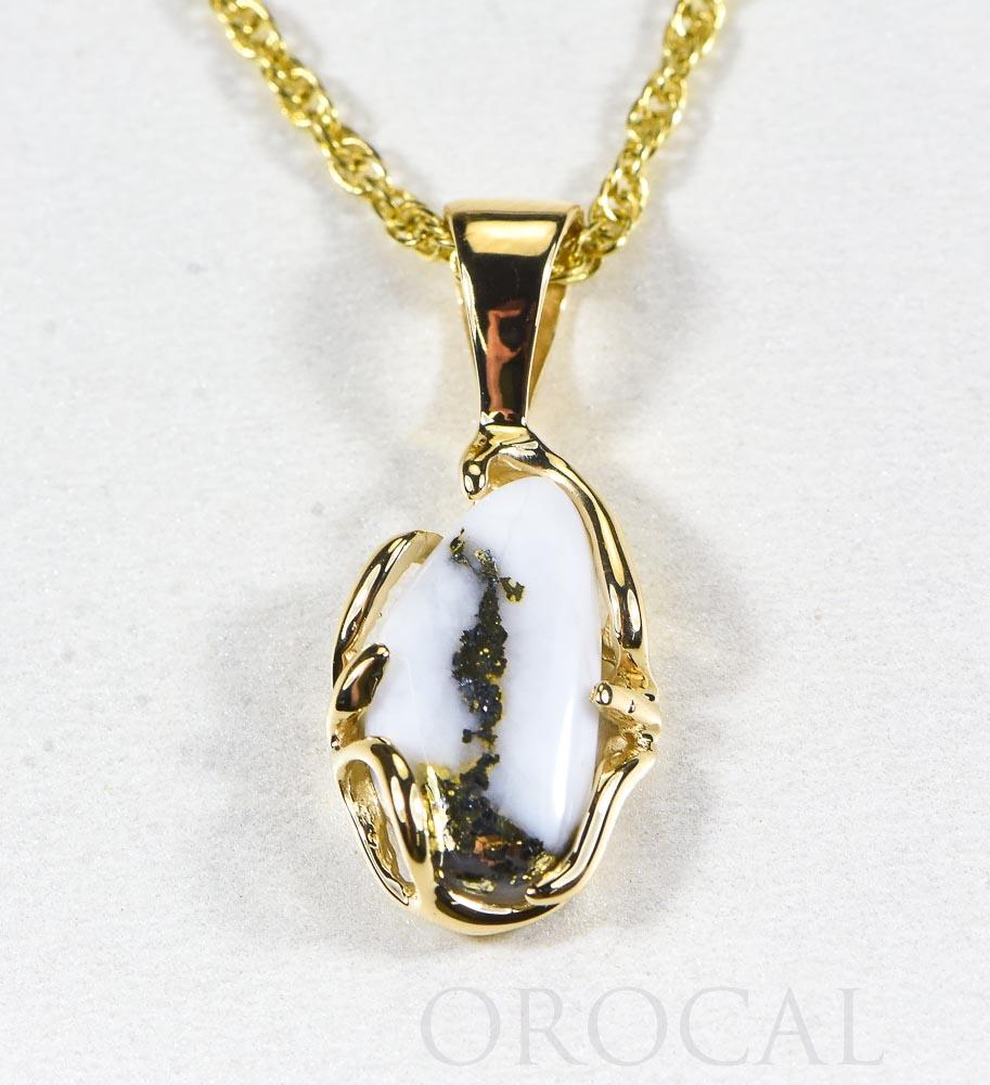 Gold Quartz Pendant  "Orocal" PRL1031Q Genuine Hand Crafted Jewelry - 14K Gold Yellow Gold Casting