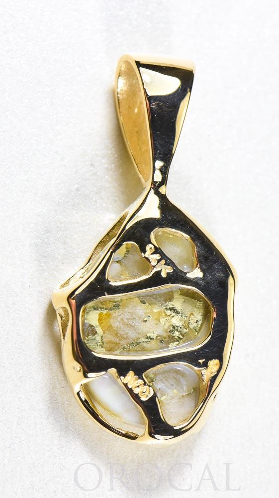 Gold Quartz Pendant  "Orocal" PRL232LQ Genuine Hand Crafted Jewelry - 14K Gold Yellow Gold Casting