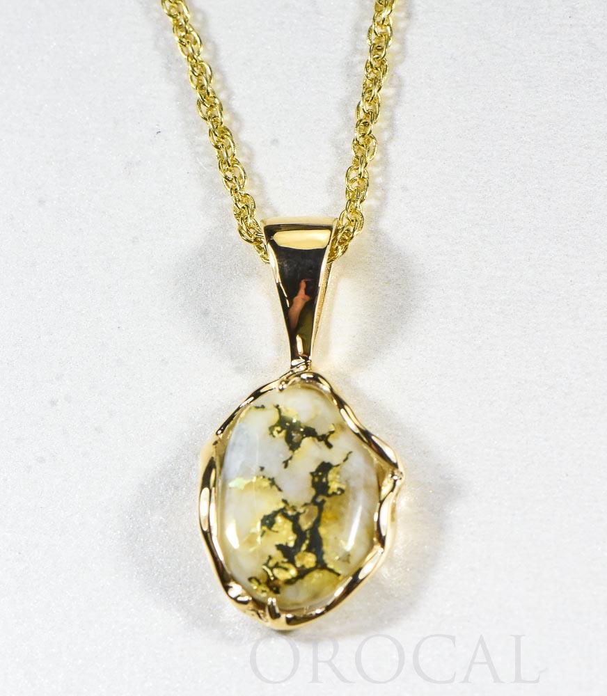 Gold Quartz Pendant  "Orocal" PRL232LQ Genuine Hand Crafted Jewelry - 14K Gold Yellow Gold Casting