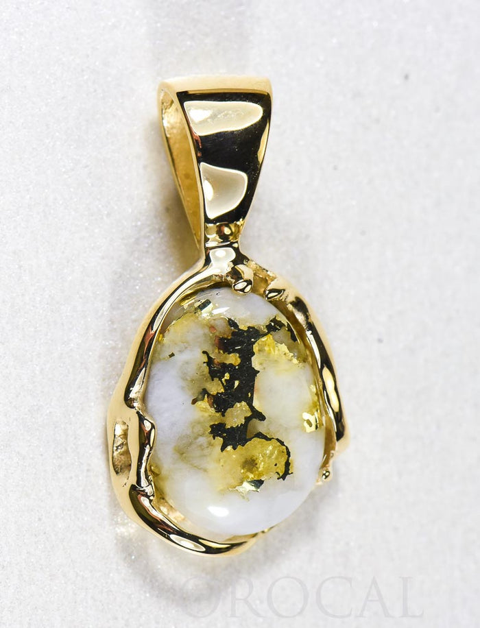 Gold Quartz Pendant  "Orocal" PRL232Q Genuine Hand Crafted Jewelry - 14K Gold Yellow Gold Casting
