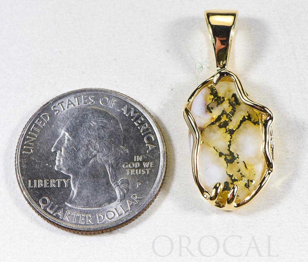 Gold Quartz Pendant  "Orocal" PRL232XLQ Genuine Hand Crafted Jewelry - 14K Gold Yellow Gold Casting