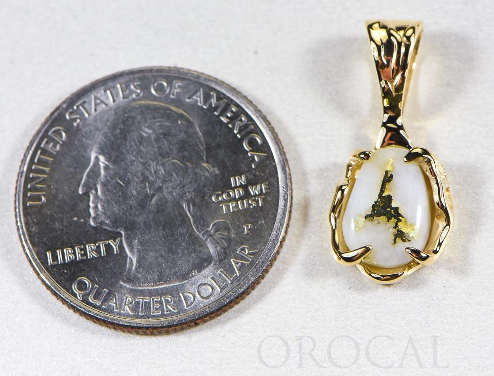 Gold Quartz Pendant  "Orocal" PRL964Q Genuine Hand Crafted Jewelry - 14K Gold Yellow Gold Casting