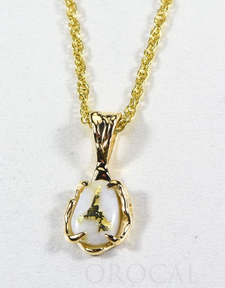 Gold Quartz Pendant  "Orocal" PRL964Q Genuine Hand Crafted Jewelry - 14K Gold Yellow Gold Casting