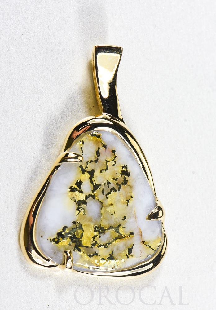 Gold Quartz Pendant  "Orocal" PSC115LQ Genuine Hand Crafted Jewelry - 14K Gold Yellow Gold Casting