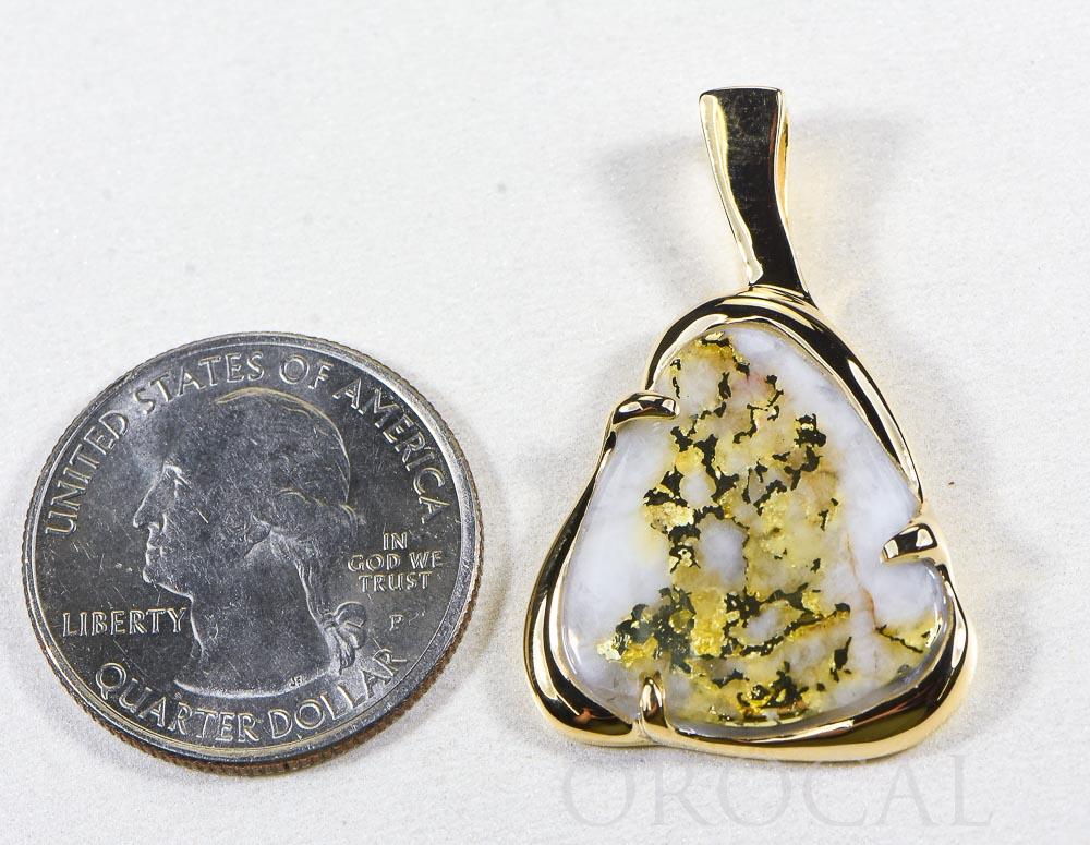 Gold Quartz Pendant  "Orocal" PSC115LQ Genuine Hand Crafted Jewelry - 14K Gold Yellow Gold Casting