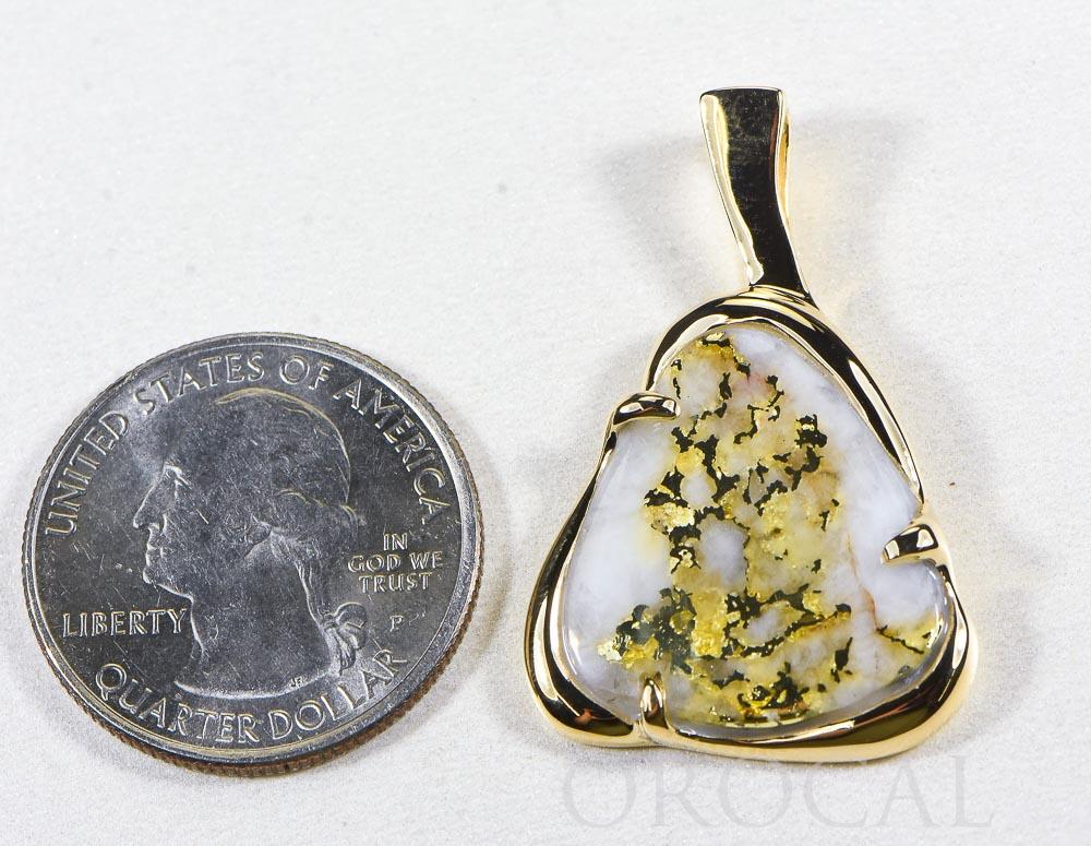 Gold Quartz Pendant  "Orocal" PSC115LQ Genuine Hand Crafted Jewelry - 14K Gold Yellow Gold Casting