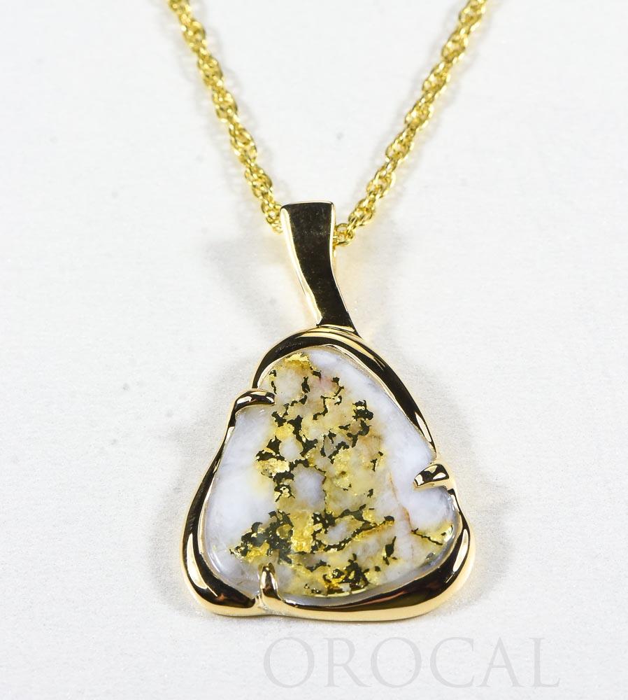 Gold Quartz Pendant  "Orocal" PSC115LQ Genuine Hand Crafted Jewelry - 14K Gold Yellow Gold Casting