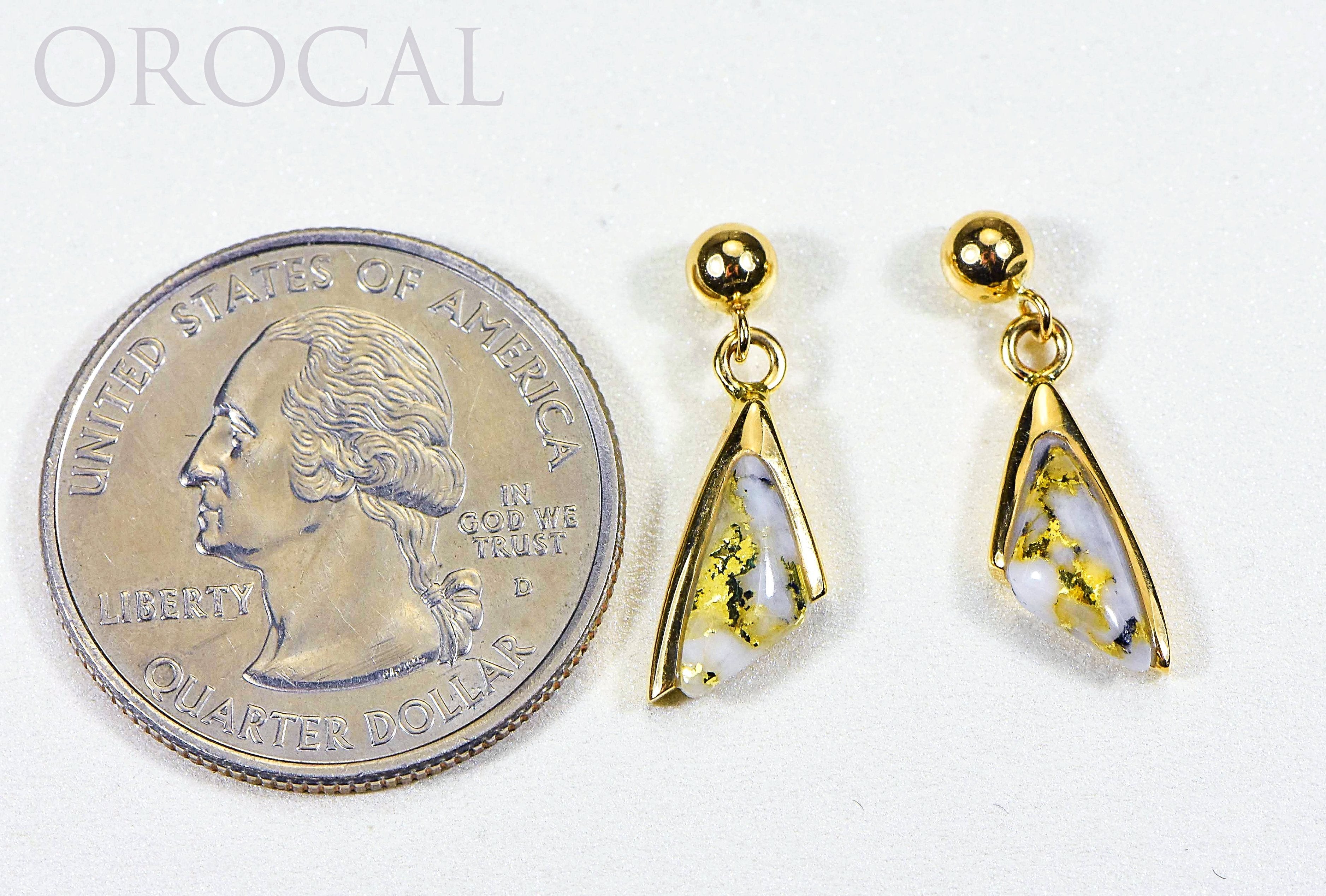 Gold Quartz Earrings "Orocal" EDL25SQ/PD Genuine Hand Crafted Jewelry - 14K Gold Casting