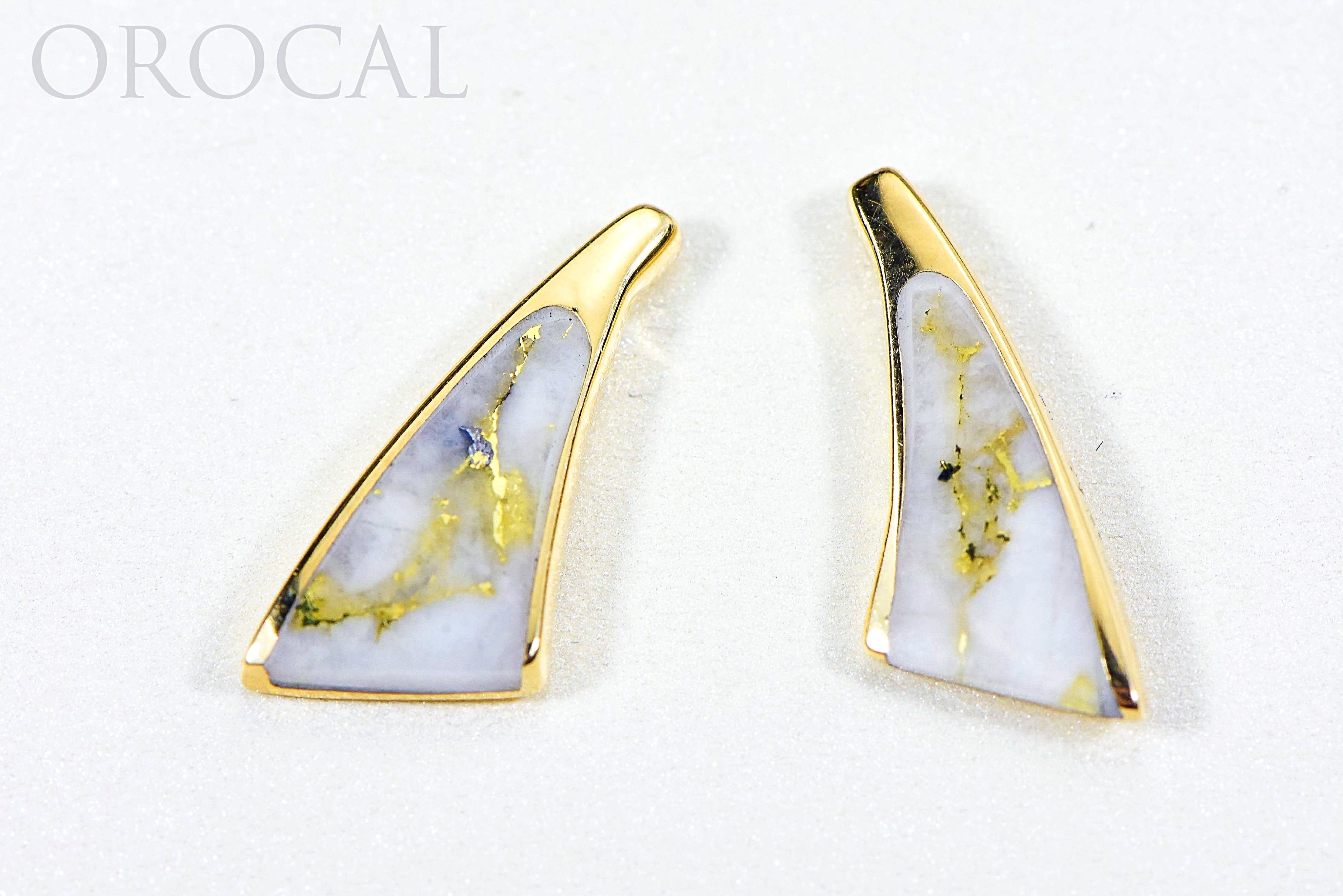 Gold Quartz Earrings "Orocal" EDL8SQ Genuine Hand Crafted Jewelry - 14K Gold Casting