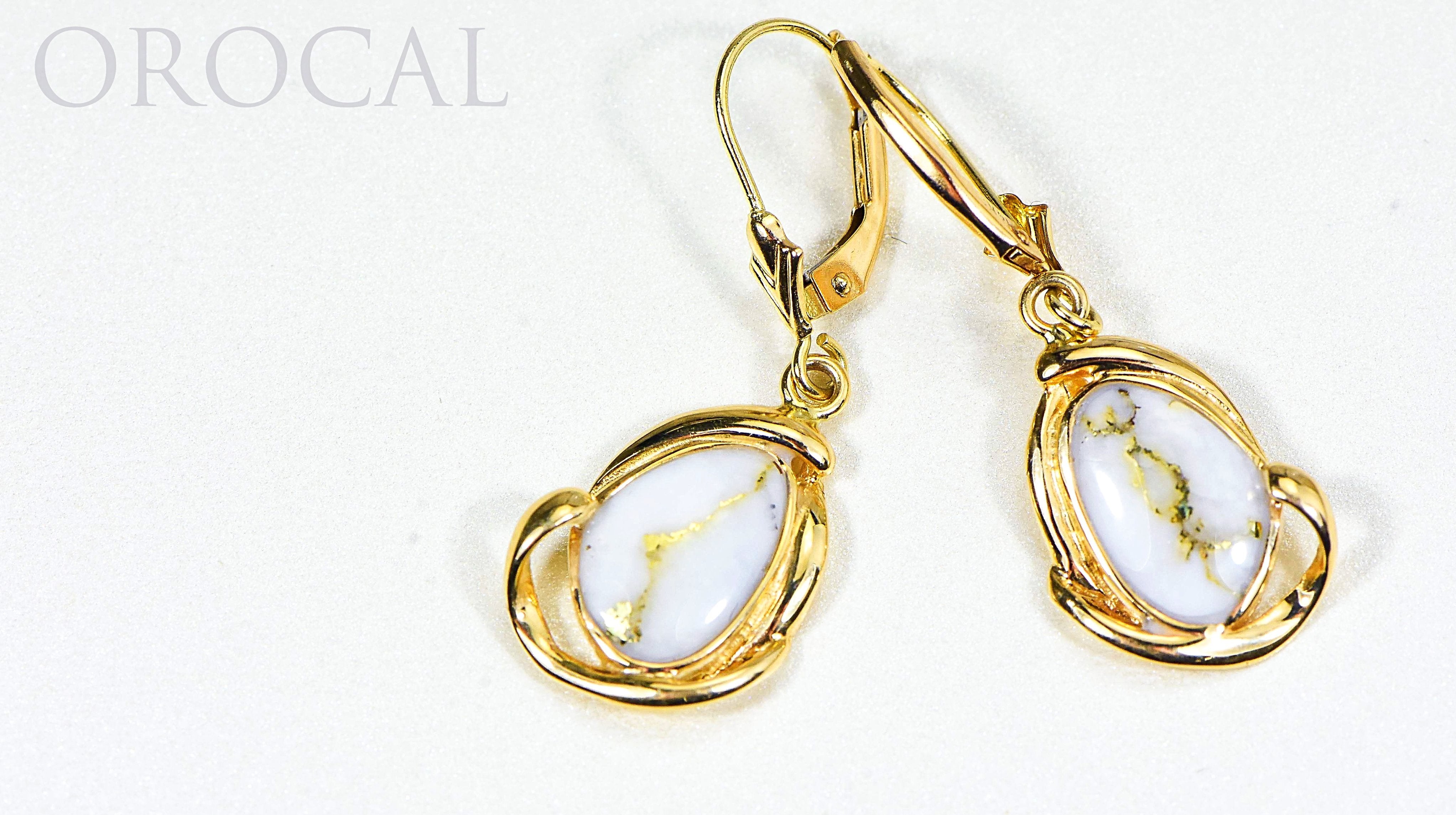 Gold Quartz Earrings "Orocal" EN1105Q/LB Genuine Hand Crafted Jewelry - 14K Gold Casting