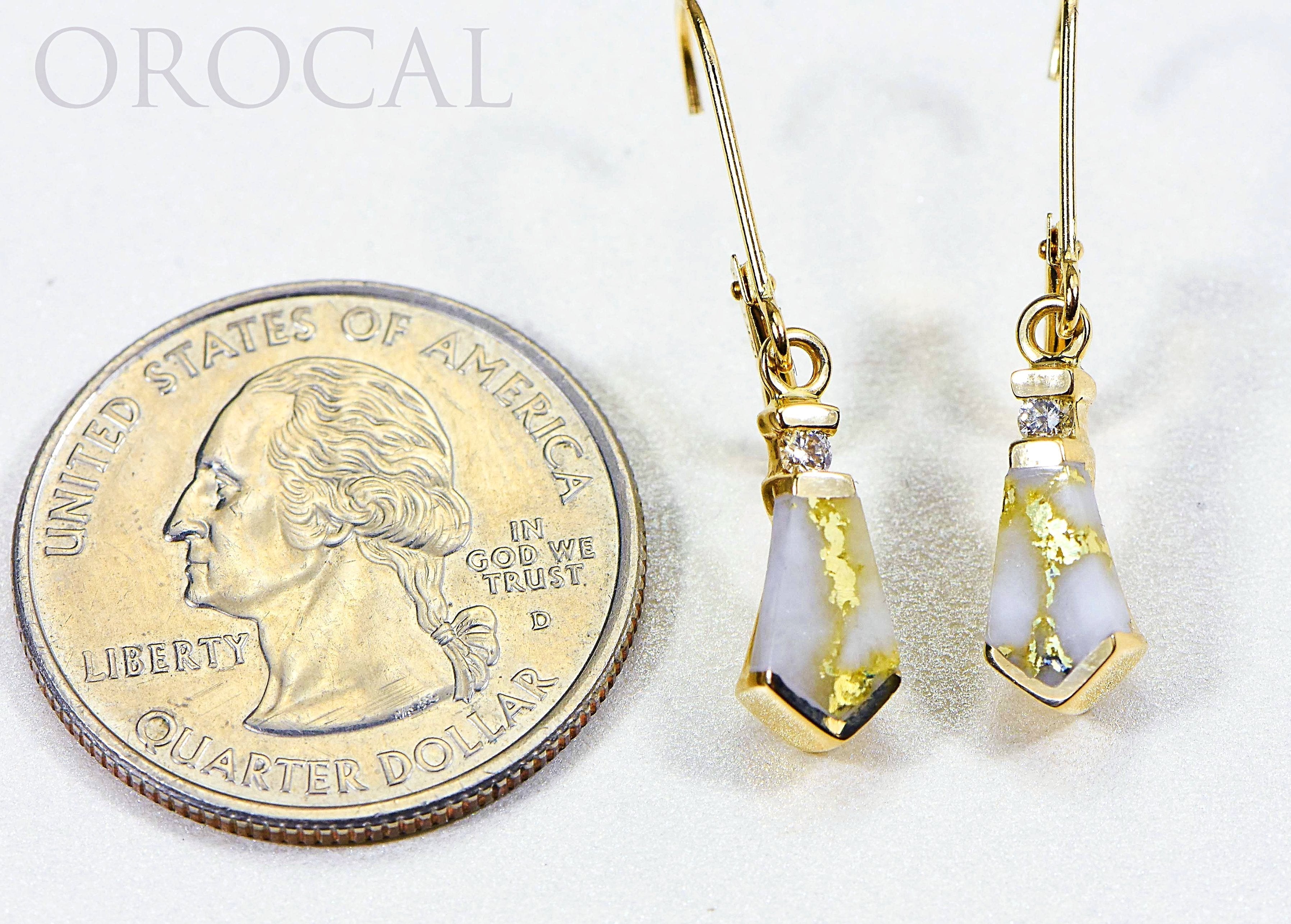 Gold Quartz Earrings "Orocal" EN641D8Q/LB Genuine Hand Crafted Jewelry - 14K Gold Casting