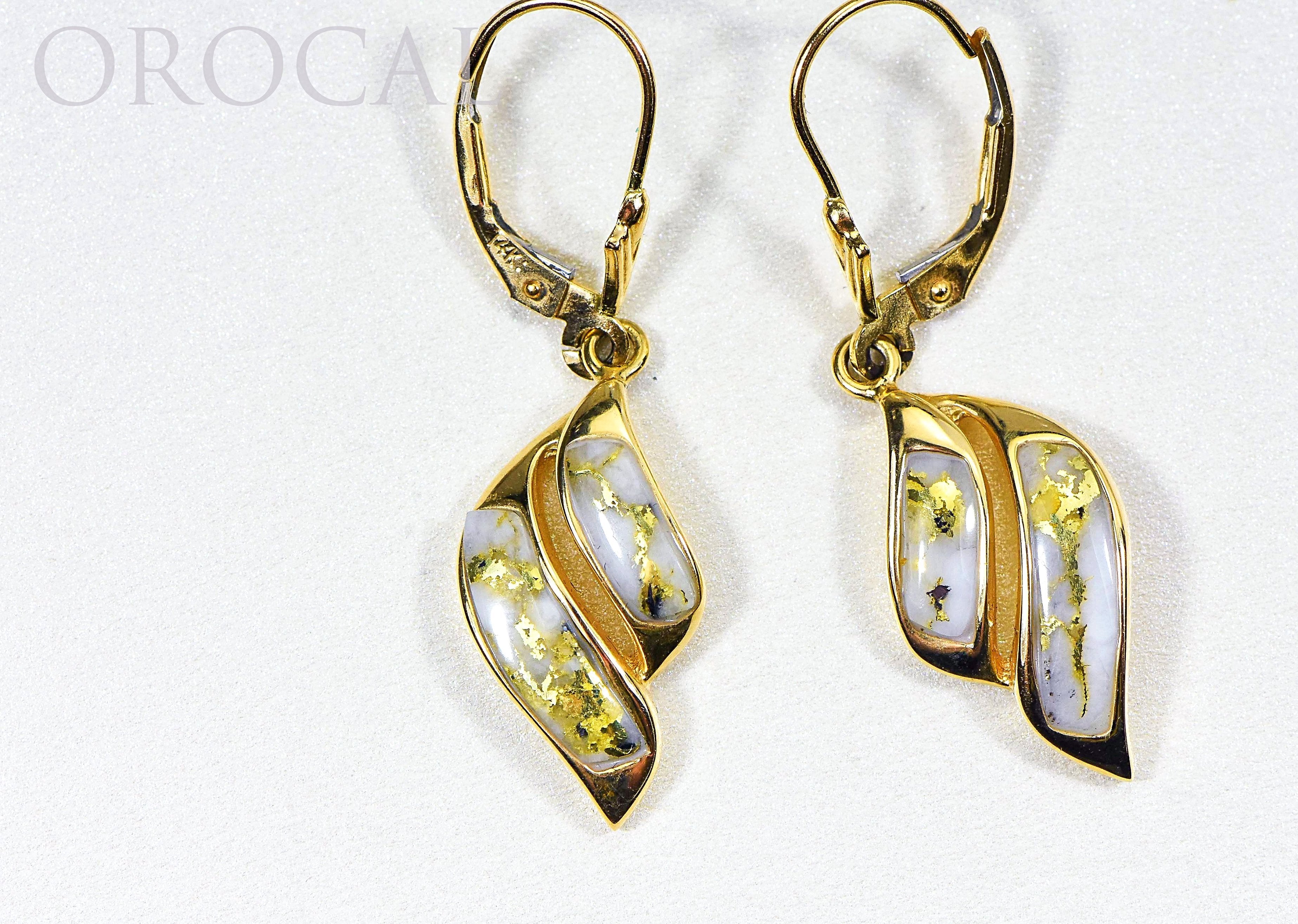 Gold Quartz Earrings "Orocal" EN645Q/LB Genuine Hand Crafted Jewelry - 14K Gold Casting