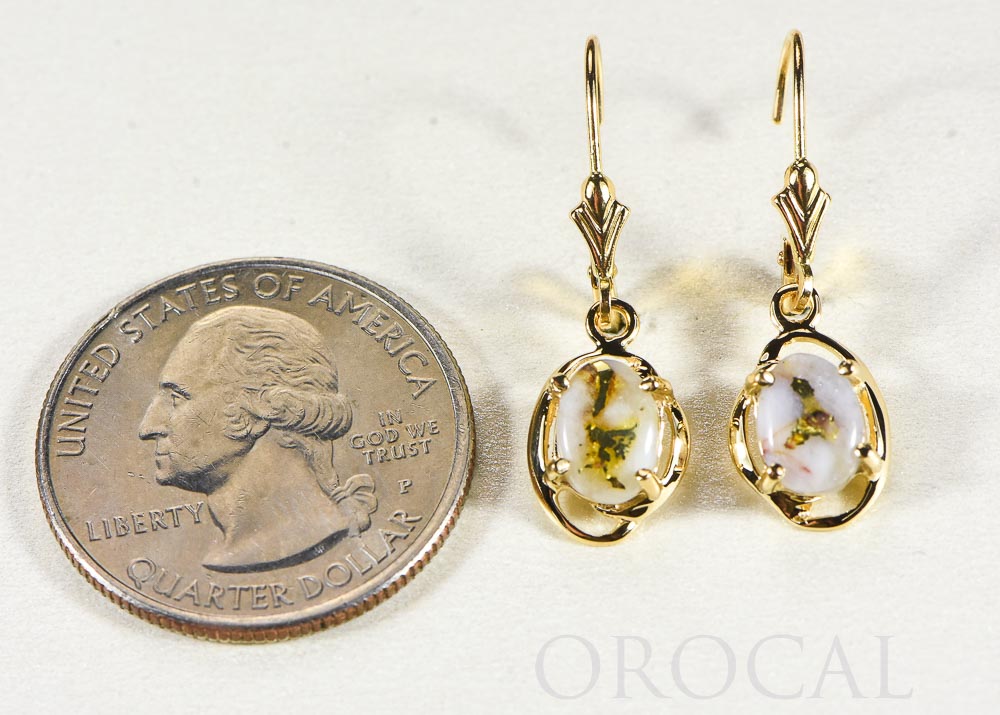Gold Quartz Earrings "Orocal" EN805XSQ/LB Genuine Hand Crafted Jewelry - 14K Gold Casting