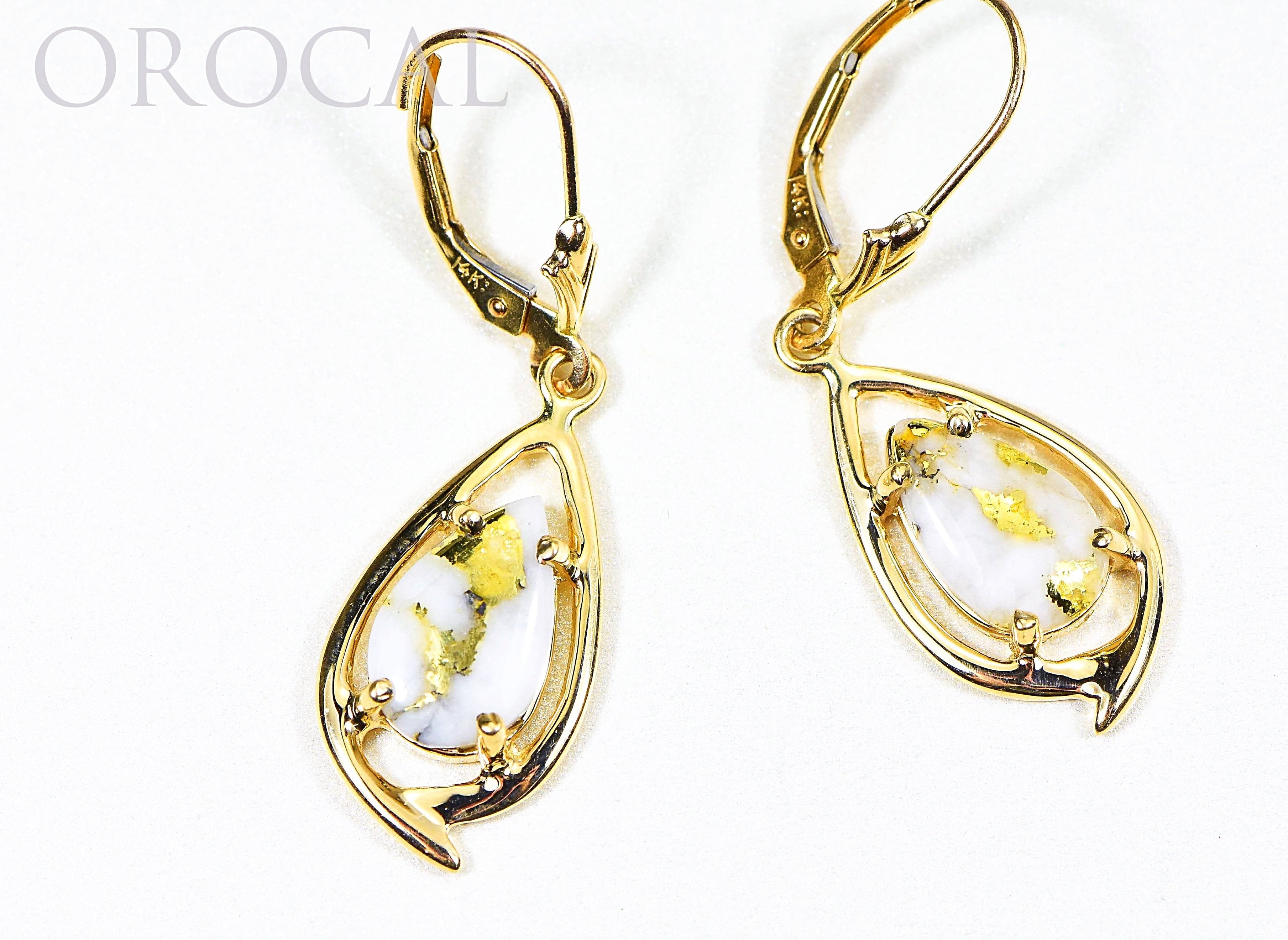 Gold Quartz Earrings "Orocal" EN774Q/LB Genuine Hand Crafted Jewelry - 14K Gold Casting