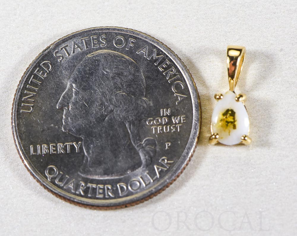 Gold Quartz Pendant  "Orocal" P7*5QX Genuine Hand Crafted Jewelry - 14K Gold Yellow Gold Casting