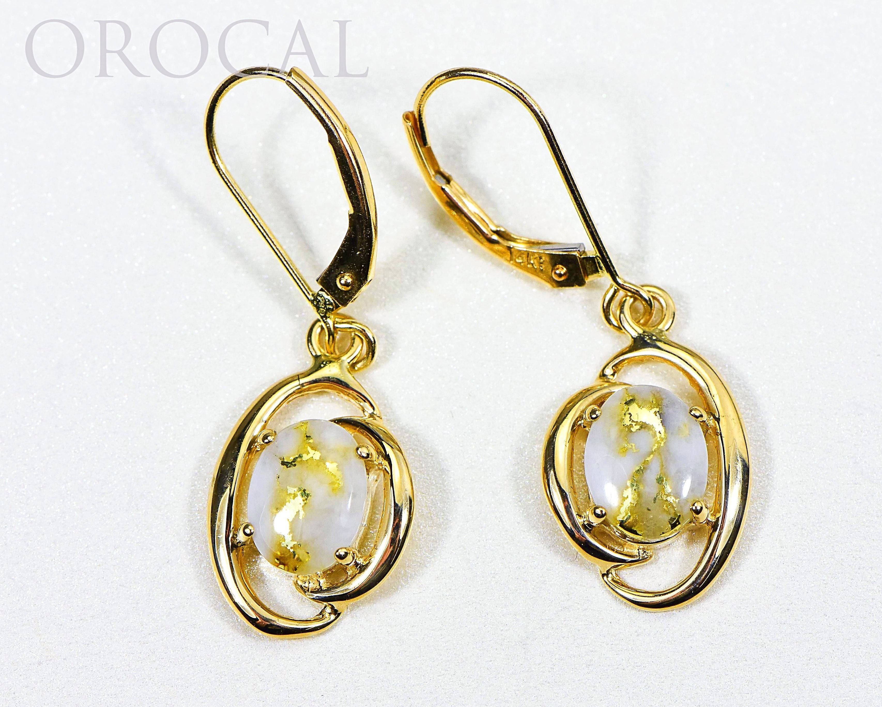 Gold Quartz Earrings "Orocal" EN805Q/LB Genuine Hand Crafted Jewelry - 14K Gold Casting