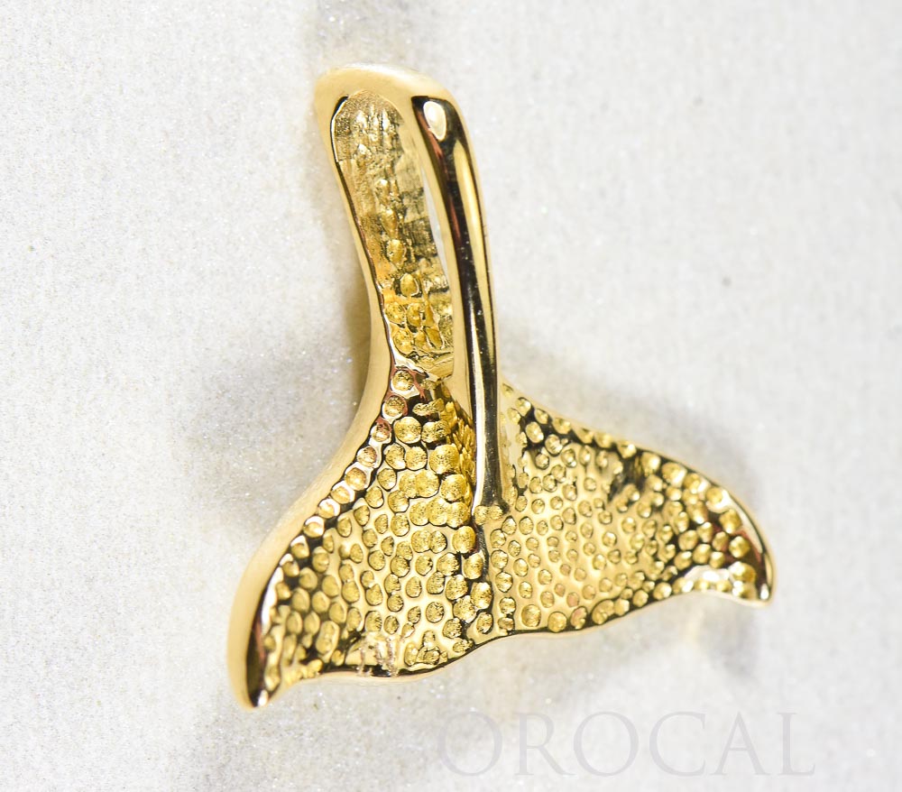 Gold Quartz Pendant Whales Tail "Orocal" PDLWT113NQ Genuine Hand Crafted Jewelry - 14K Gold Yellow Gold Casting