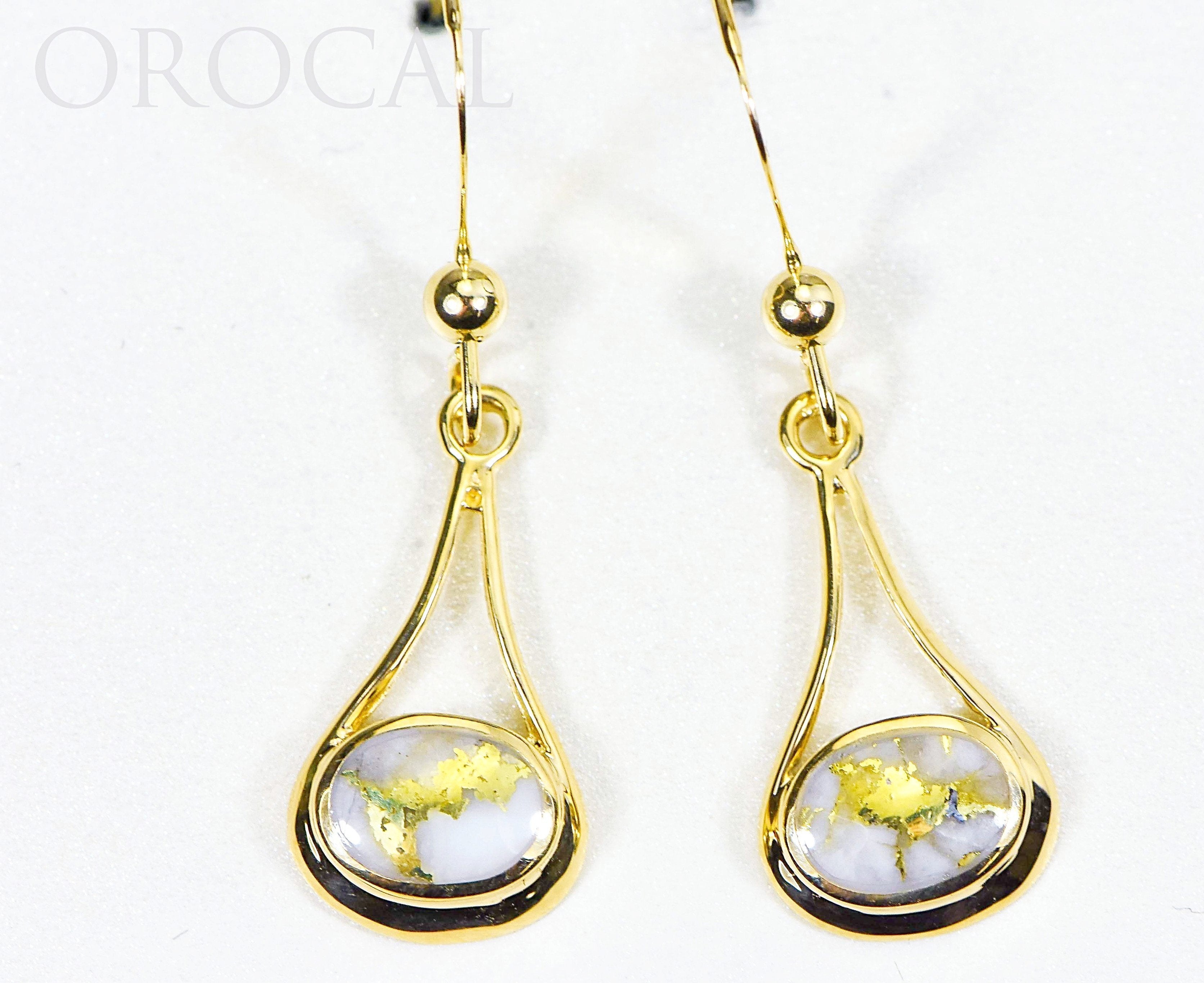 Gold Quartz Earrings "Orocal" EN871Q/WD Genuine Hand Crafted Jewelry - 14K Gold Casting