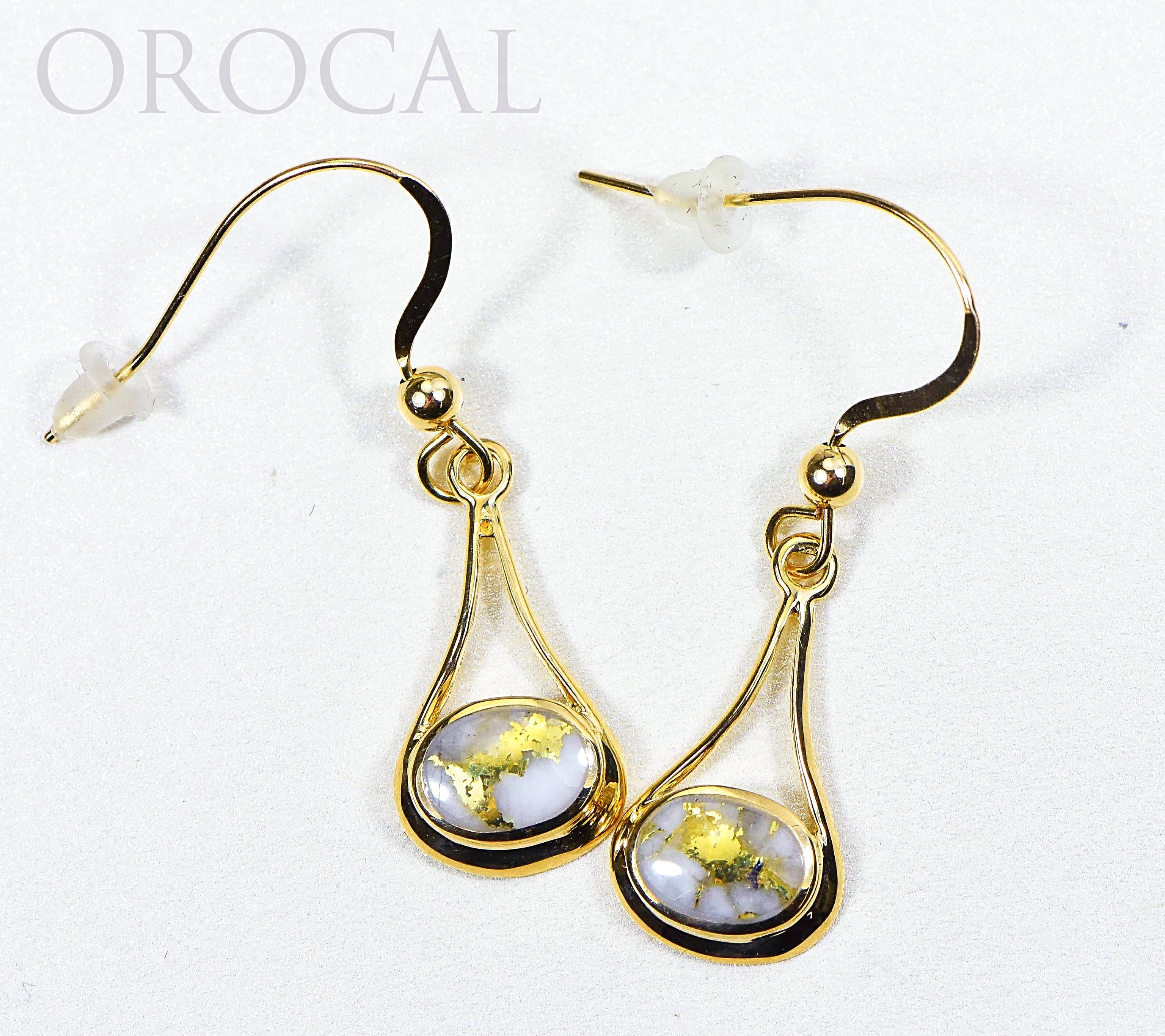 Gold Quartz Earrings "Orocal" EN871Q/WD Genuine Hand Crafted Jewelry - 14K Gold Casting
