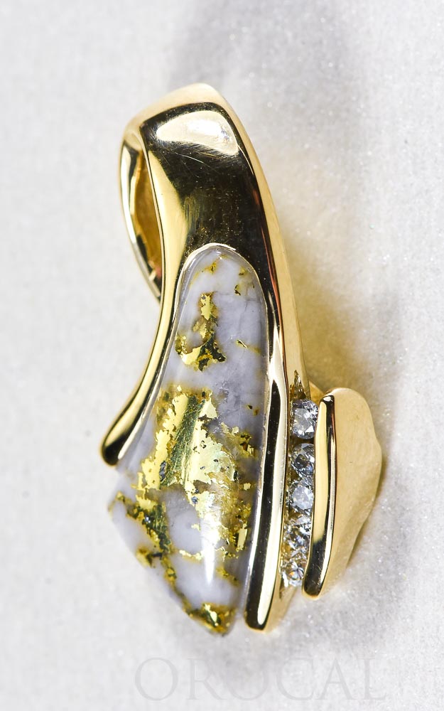 Gold Quartz Pendant "Orocal" PDL4SD10QX Genuine Hand Crafted Jewelry - 14K Gold Yellow Gold Casting