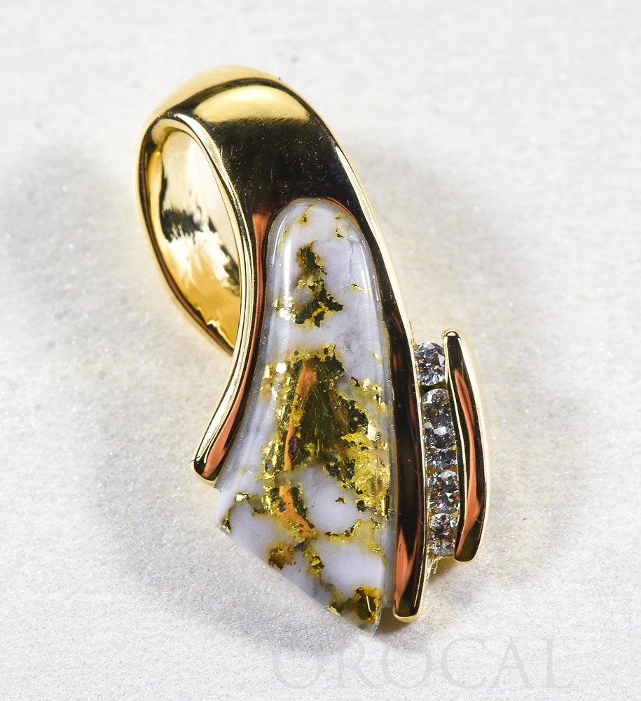 Gold Quartz Pendant "Orocal" PDL4SD10QX Genuine Hand Crafted Jewelry - 14K Gold Yellow Gold Casting