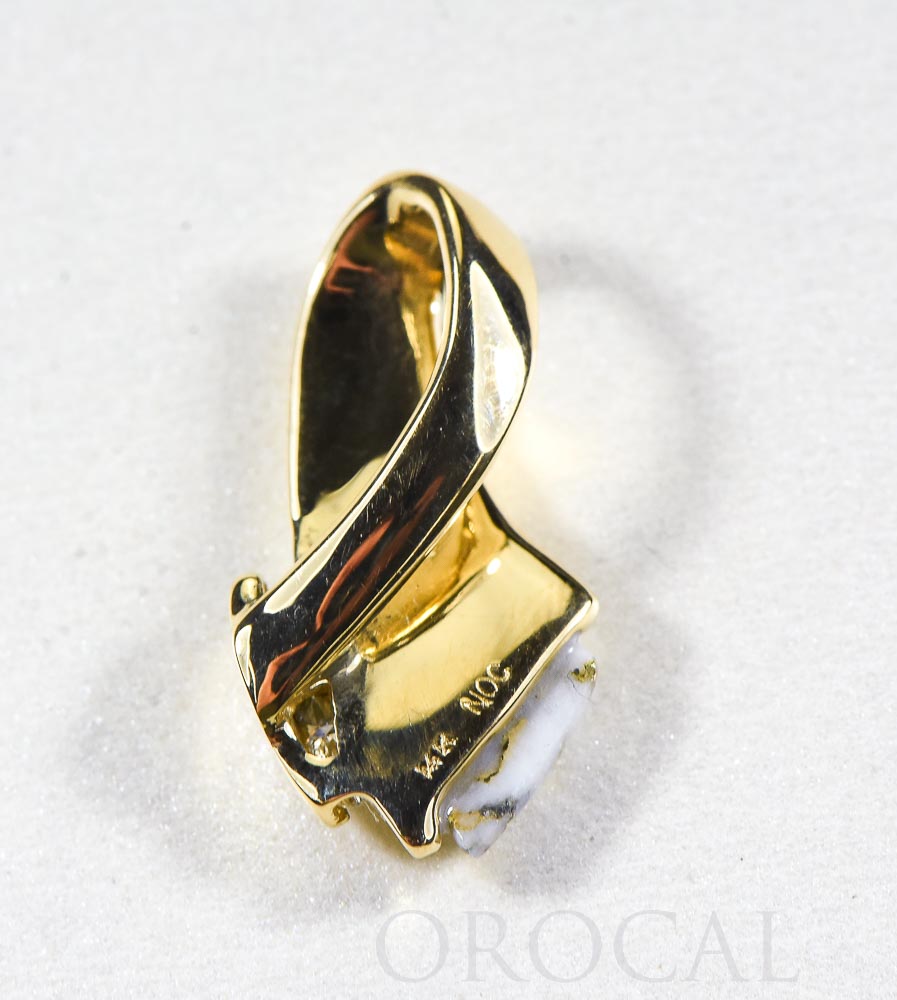 Gold Quartz Pendant "Orocal" PDL4SD10QX Genuine Hand Crafted Jewelry - 14K Gold Yellow Gold Casting
