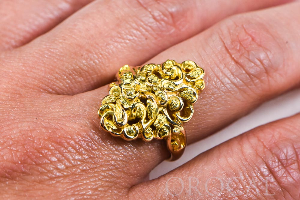 Gold Nugget Ladies Ring "Orocal" RL239 Genuine Hand Crafted Jewelry - 14K Gold Casting