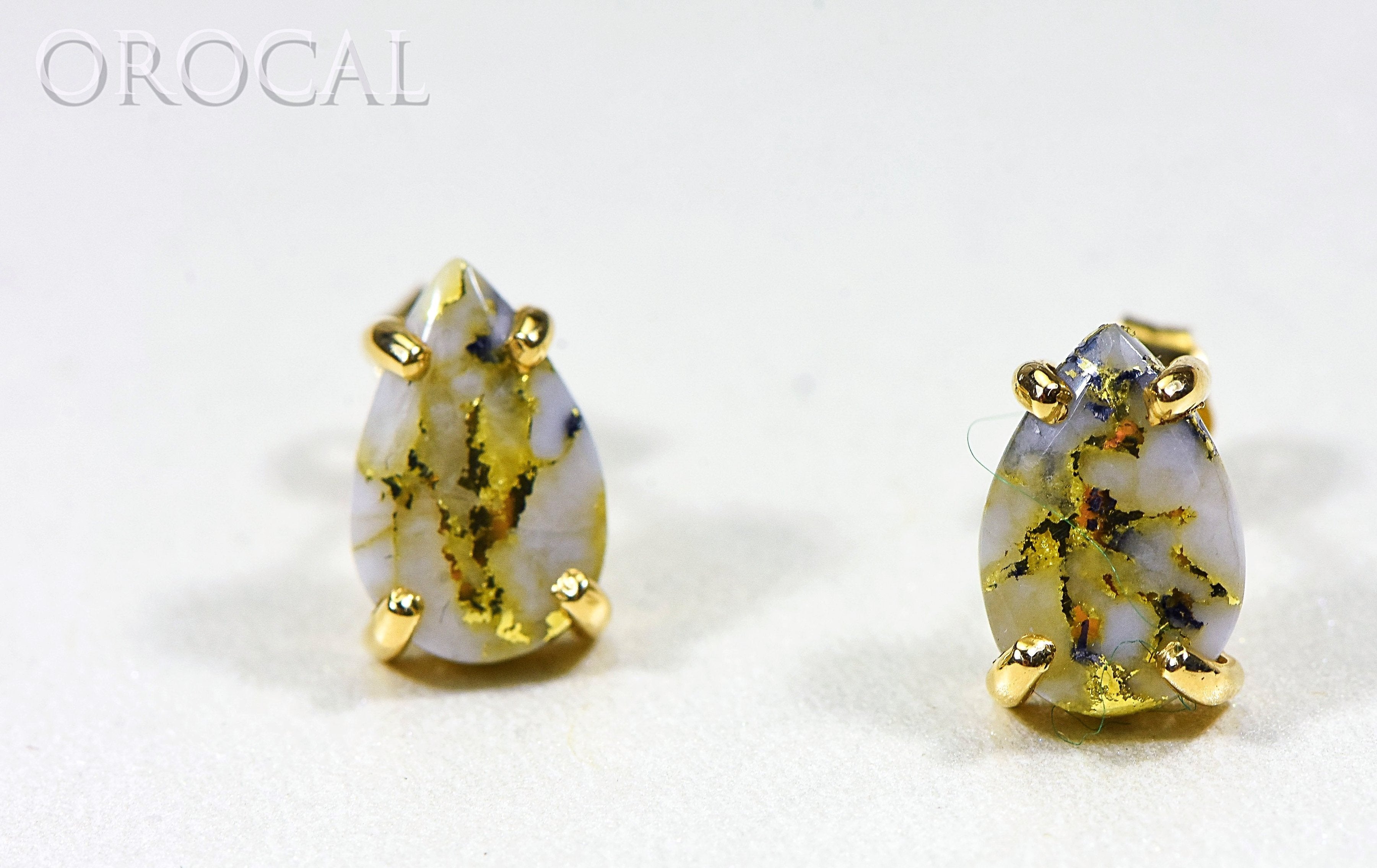 Gold Quartz Earrings "Orocal" E10*7Q Genuine Hand Crafted Jewelry - 14K Gold Casting