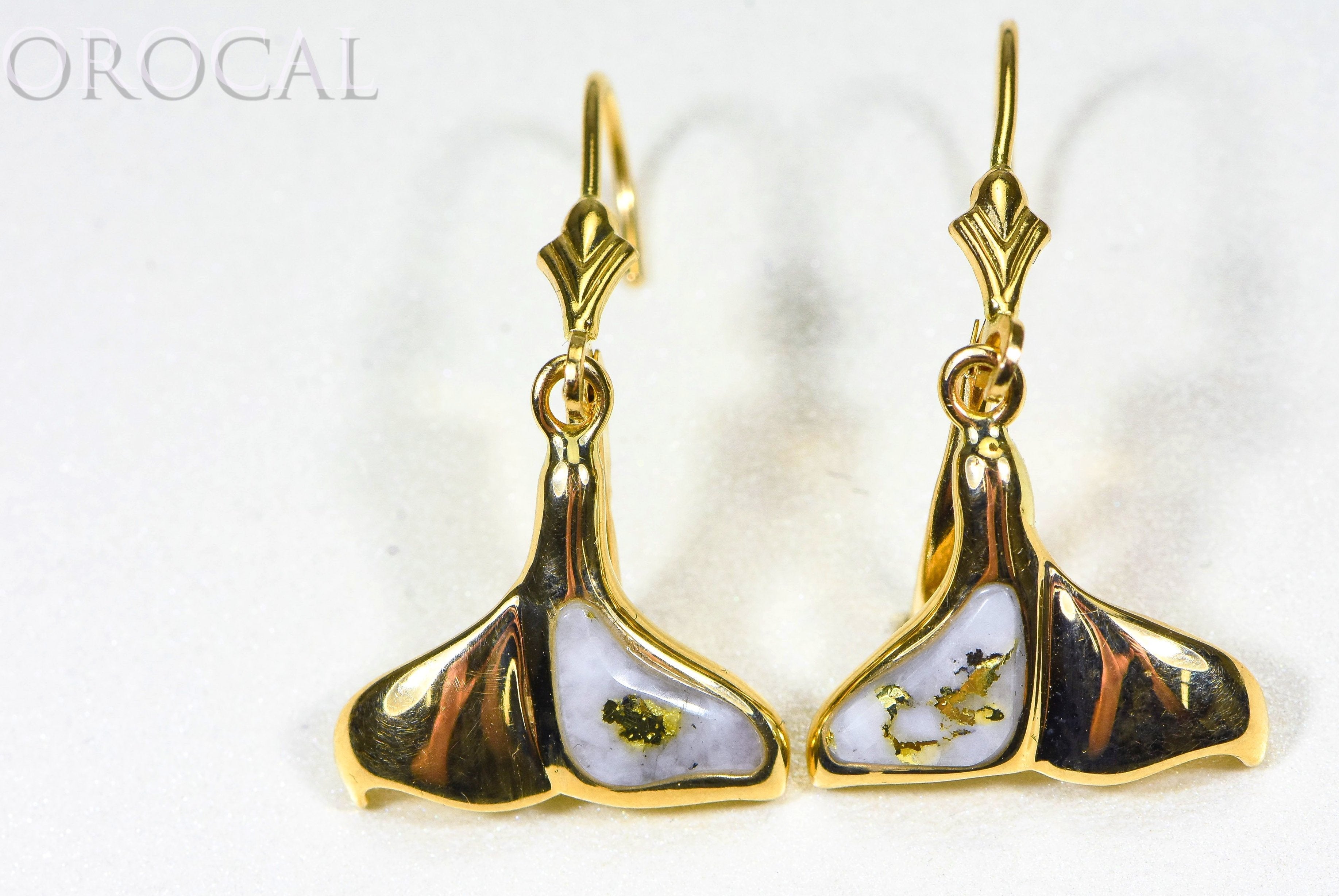 Gold Quartz Earrings "Orocal" EDLWT12Q/LB Genuine Hand Crafted Jewelry - 14K Gold Casting