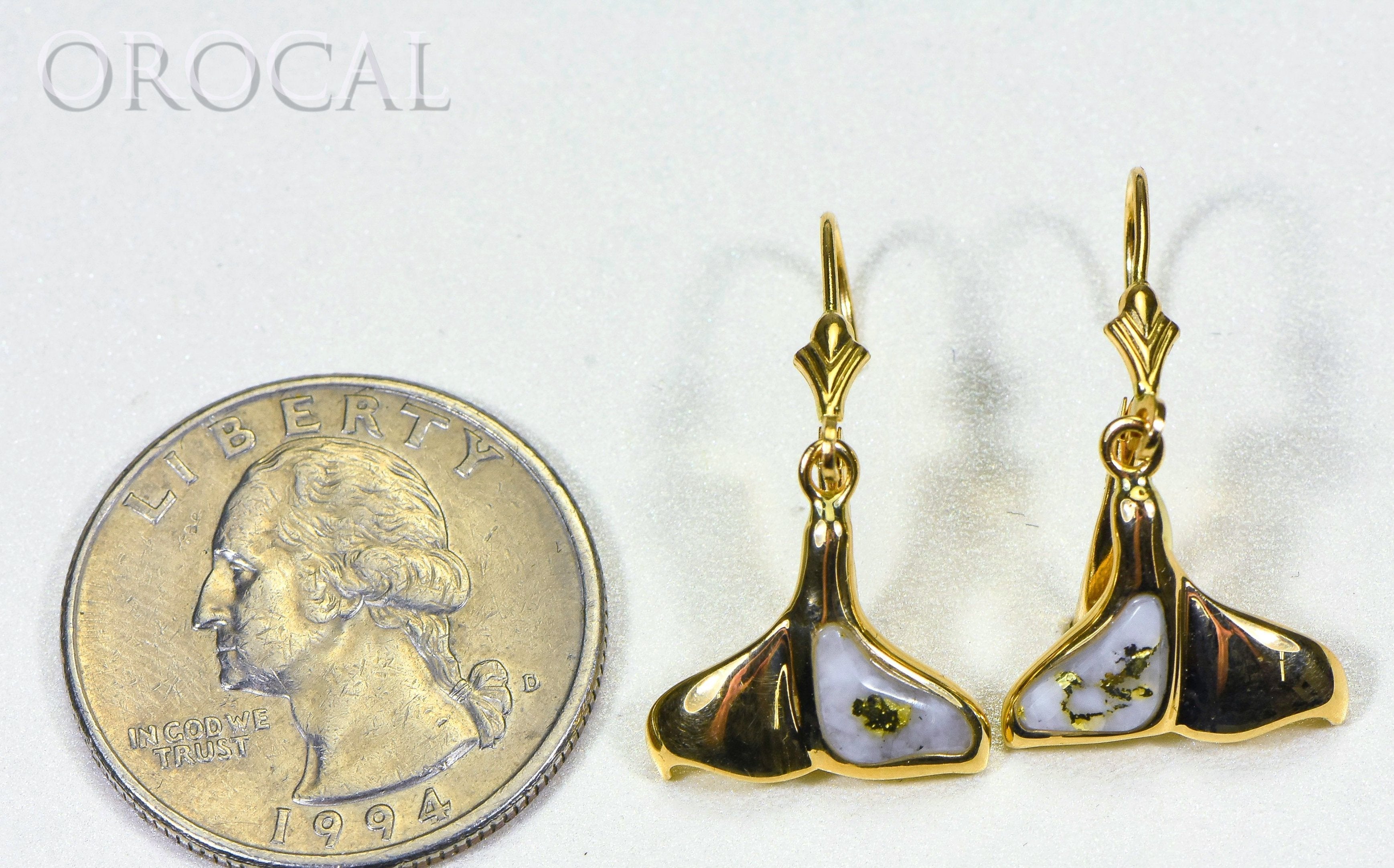 Gold Quartz Earrings "Orocal" EDLWT12Q/LB Genuine Hand Crafted Jewelry - 14K Gold Casting