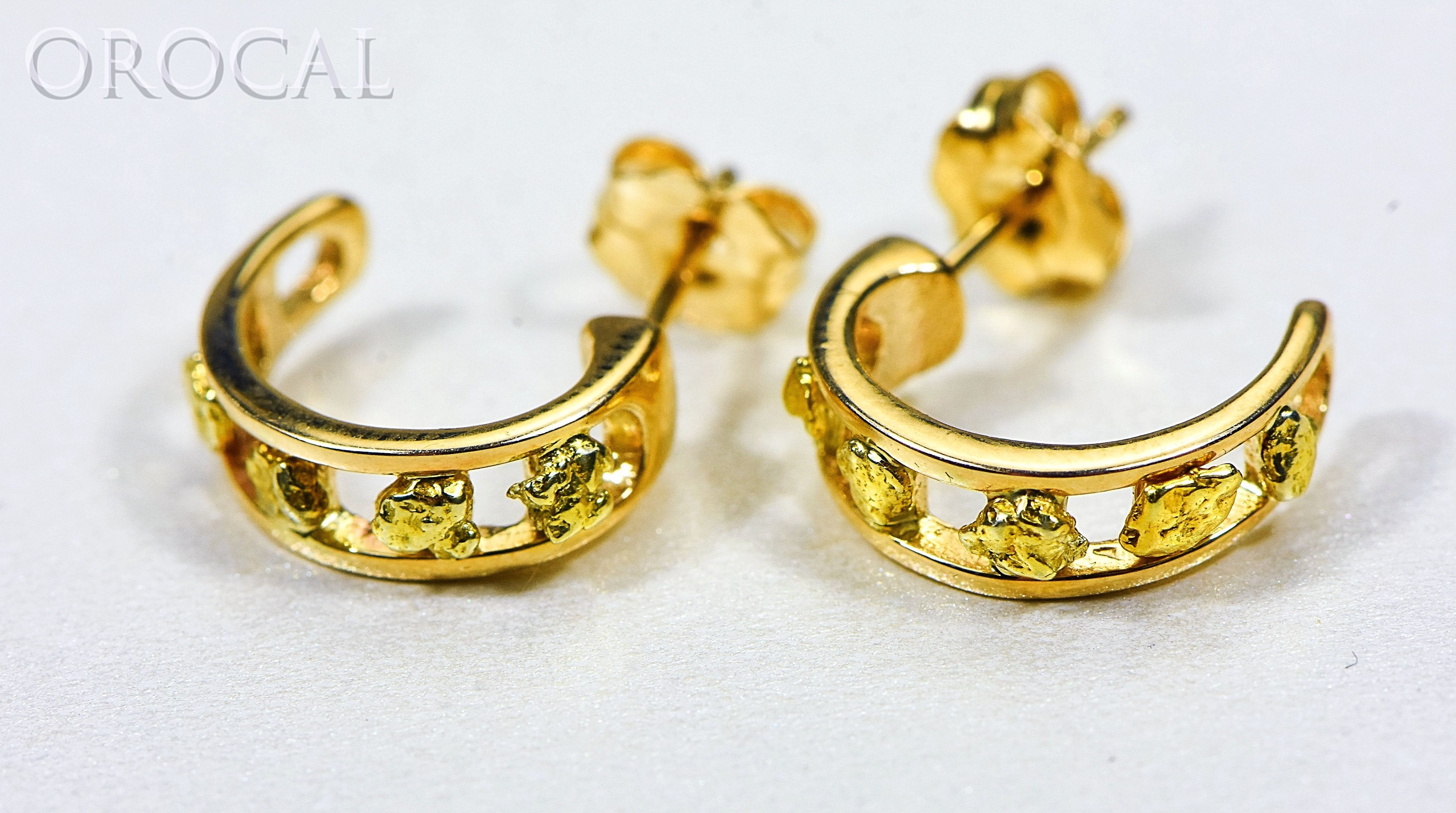 Gold Nugget Earrings "Orocal" EH18 Genuine Hand Crafted Jewelry - 14K Gold Casting