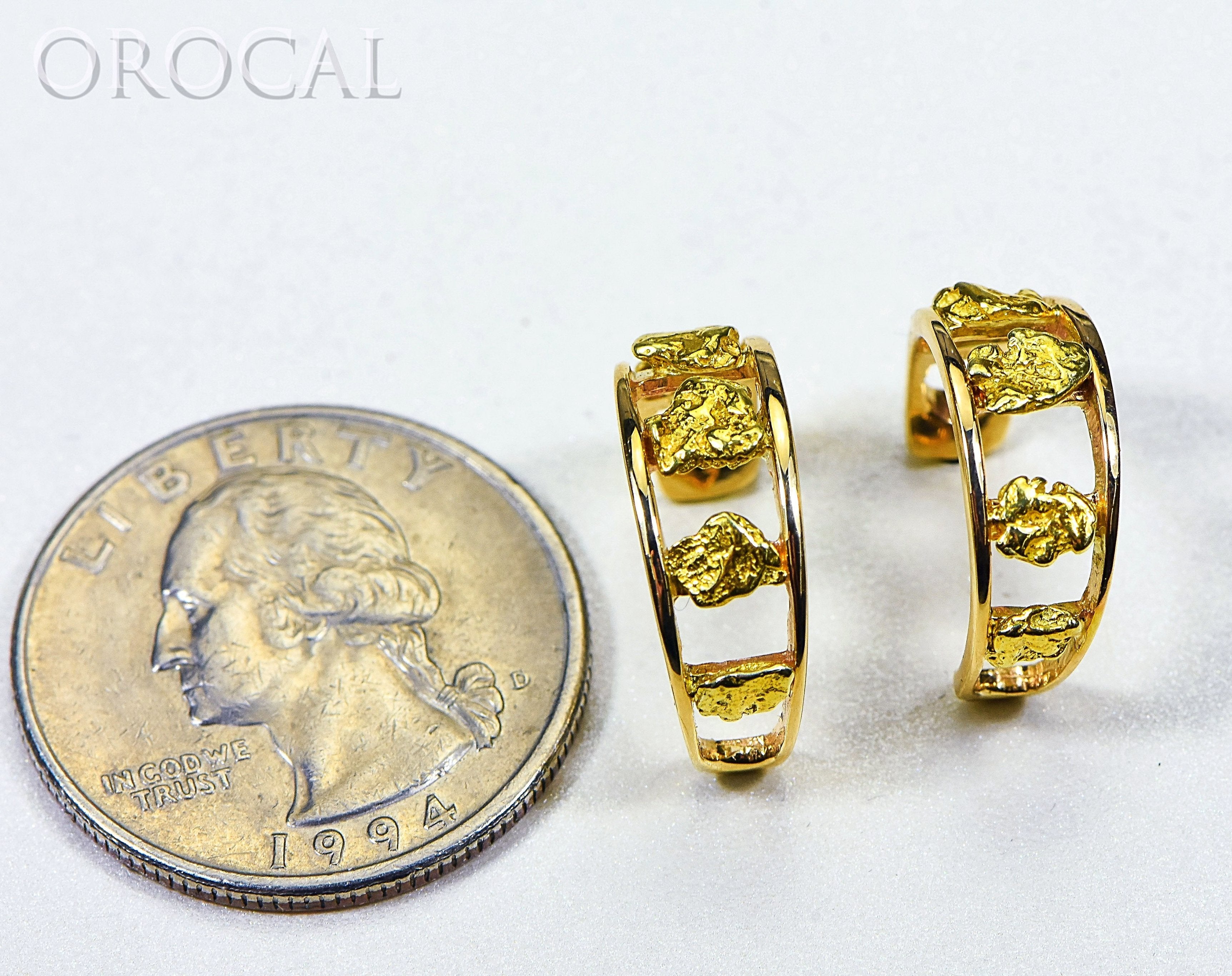 Gold Nugget Earrings "Orocal" EH19 Genuine Hand Crafted Jewelry - 14K Gold Casting