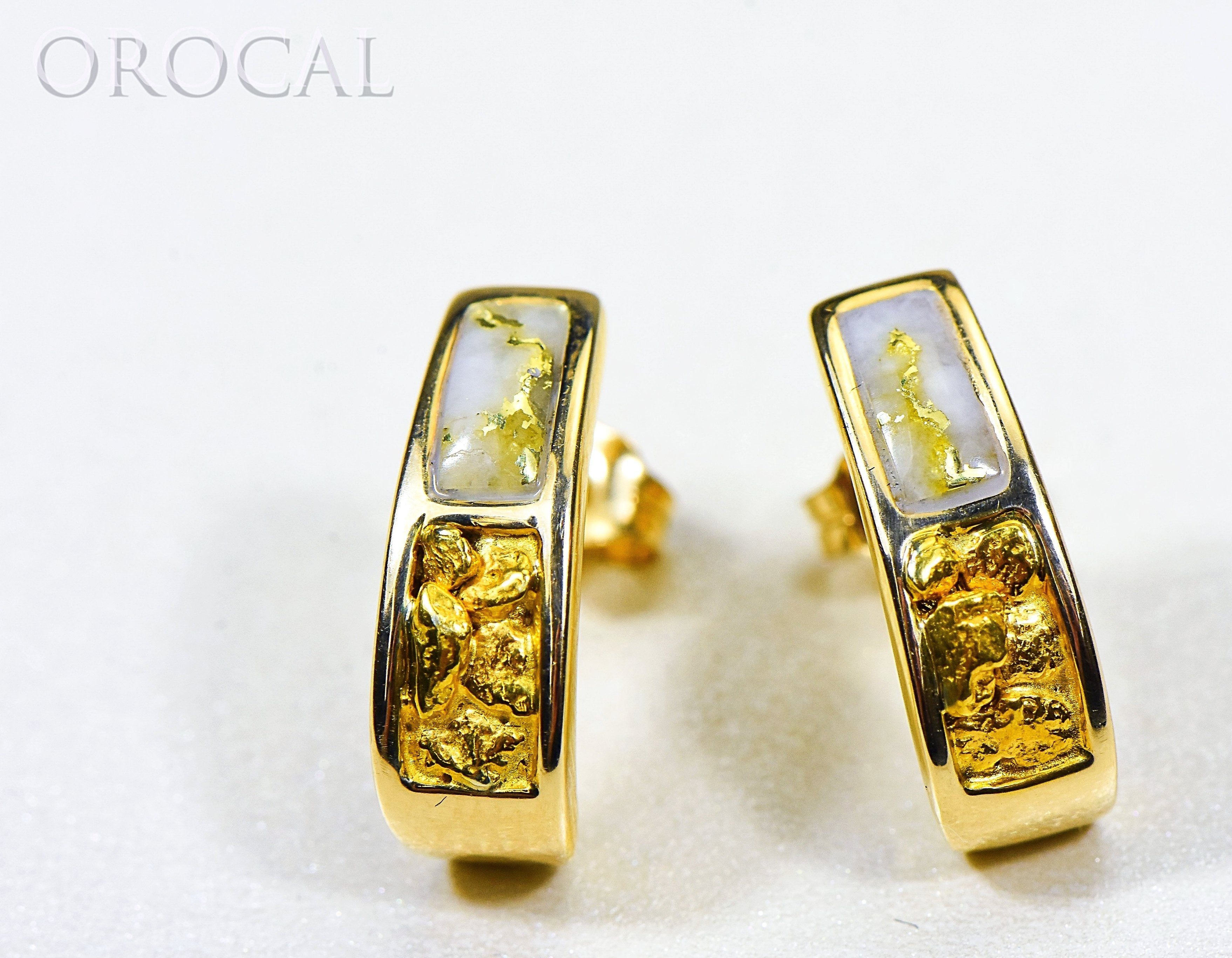 Gold Quartz Earrings "Orocal" EH41NQ Genuine Hand Crafted Jewelry - 14K Gold Casting