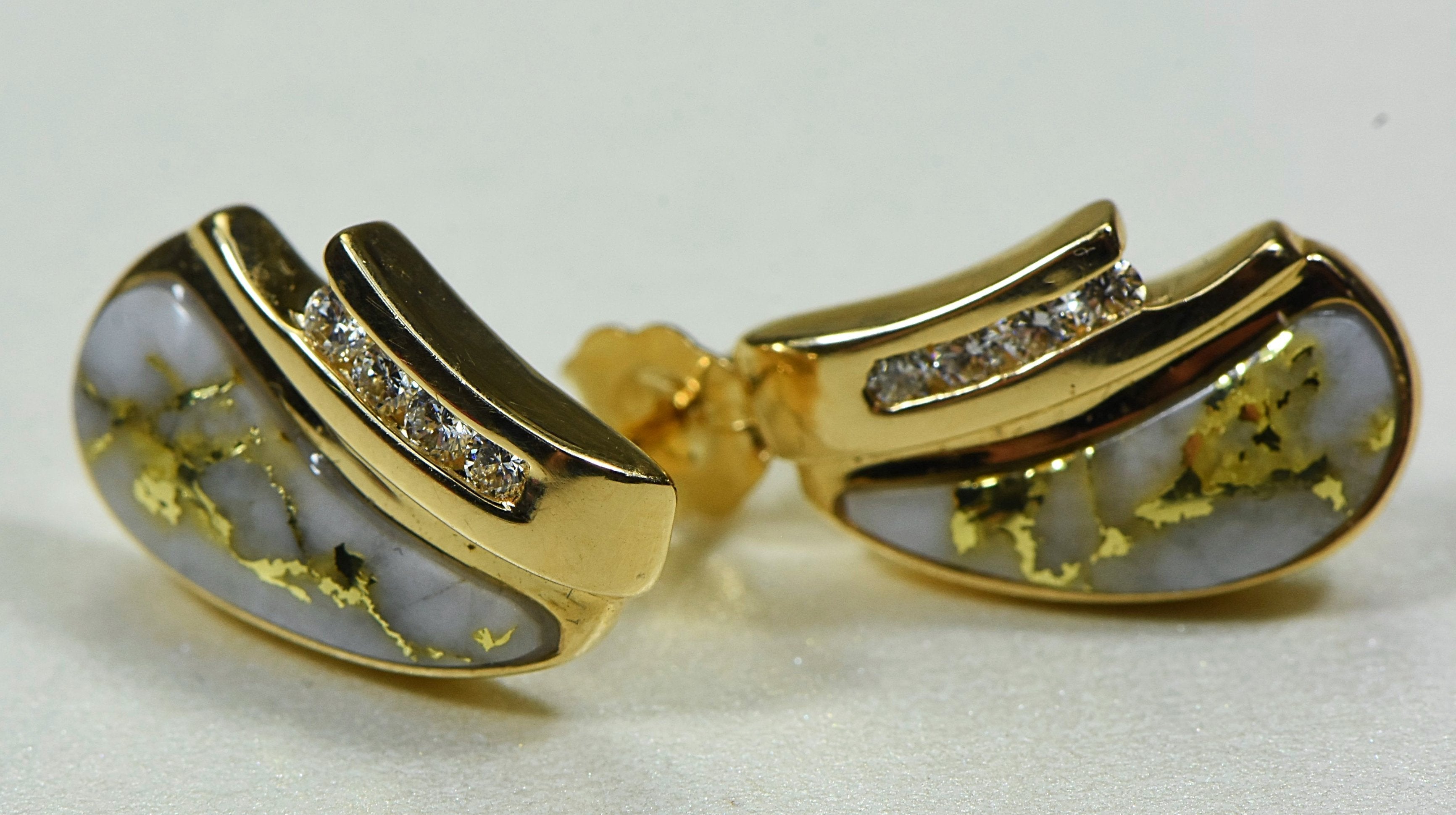 Gold Quartz Earrings "Orocal" EDL47D16Q Genuine Hand Crafted Jewelry - 14K Gold Casting