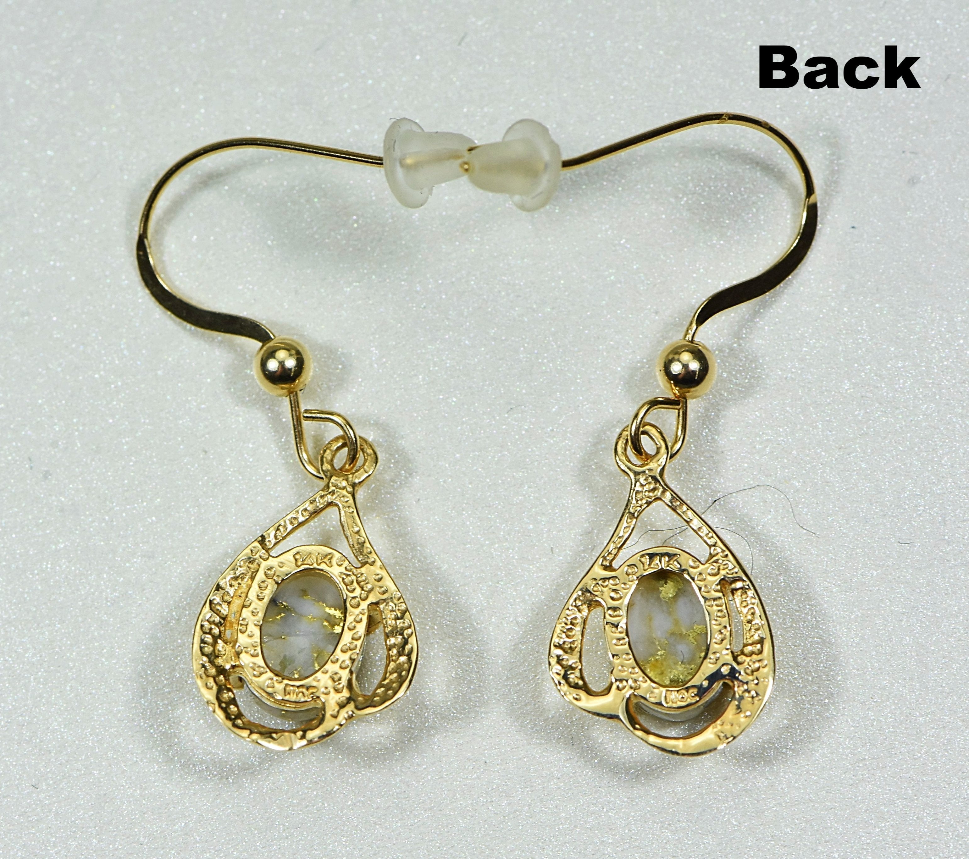Gold Quartz Earrings "Orocal" EN870SMQ/LB Genuine Hand Crafted Jewelry - 14K Gold Casting