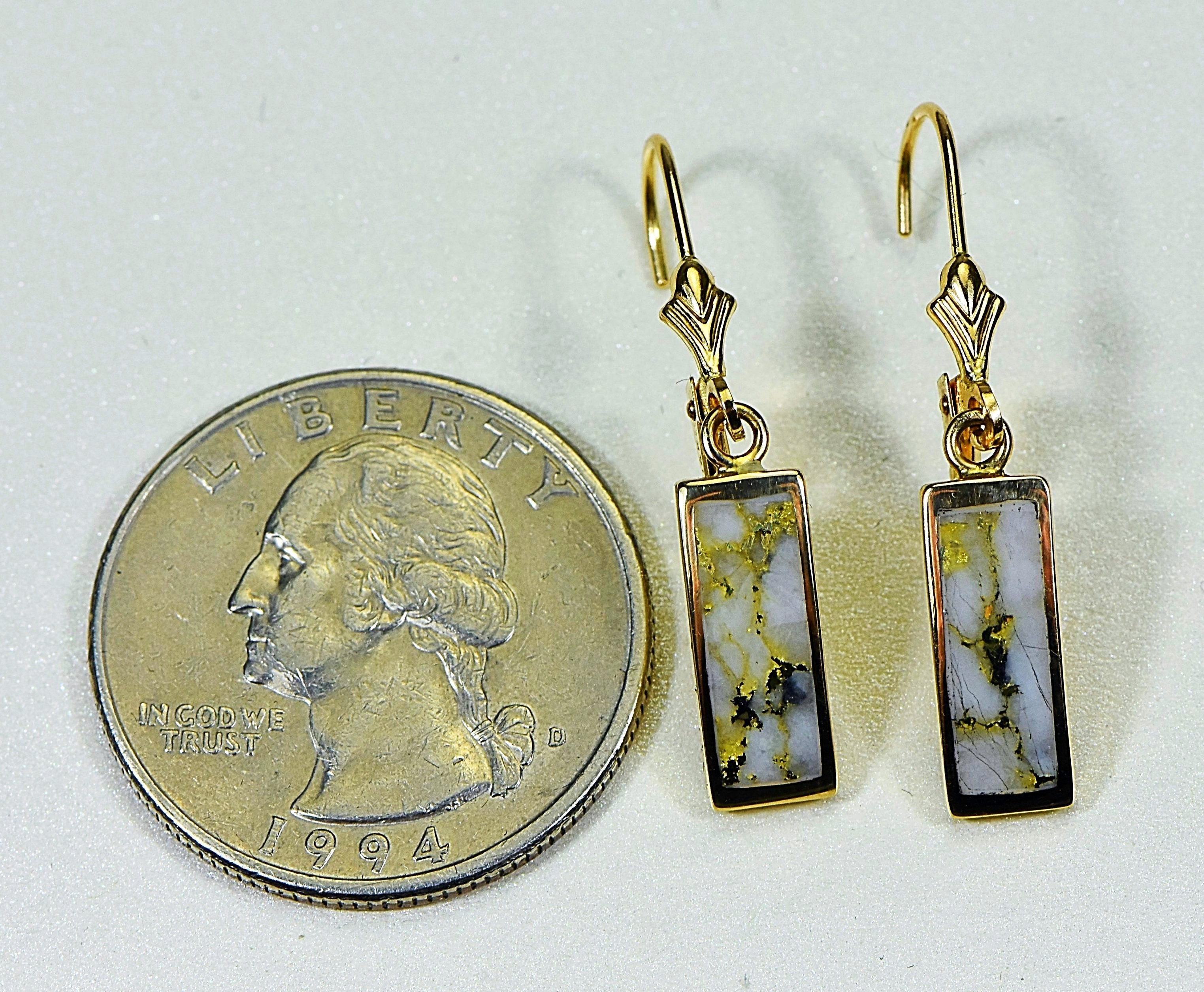 Gold Quartz Earrings "Orocal" EB5.5MMQ/LB Genuine Hand Crafted Jewelry - 14K Gold Casting