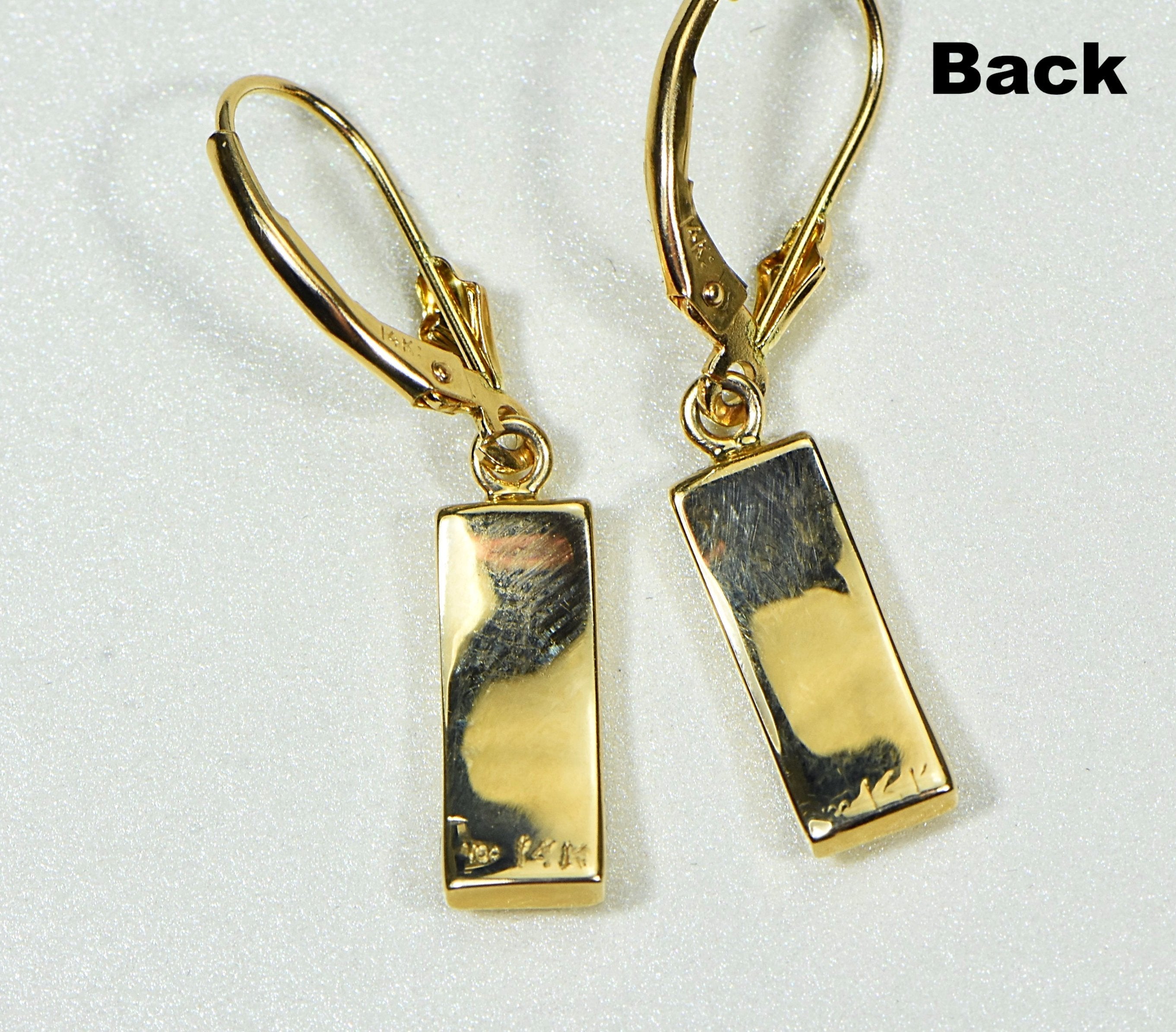 Gold Quartz Earrings "Orocal" EB5.5MMQ/LB Genuine Hand Crafted Jewelry - 14K Gold Casting