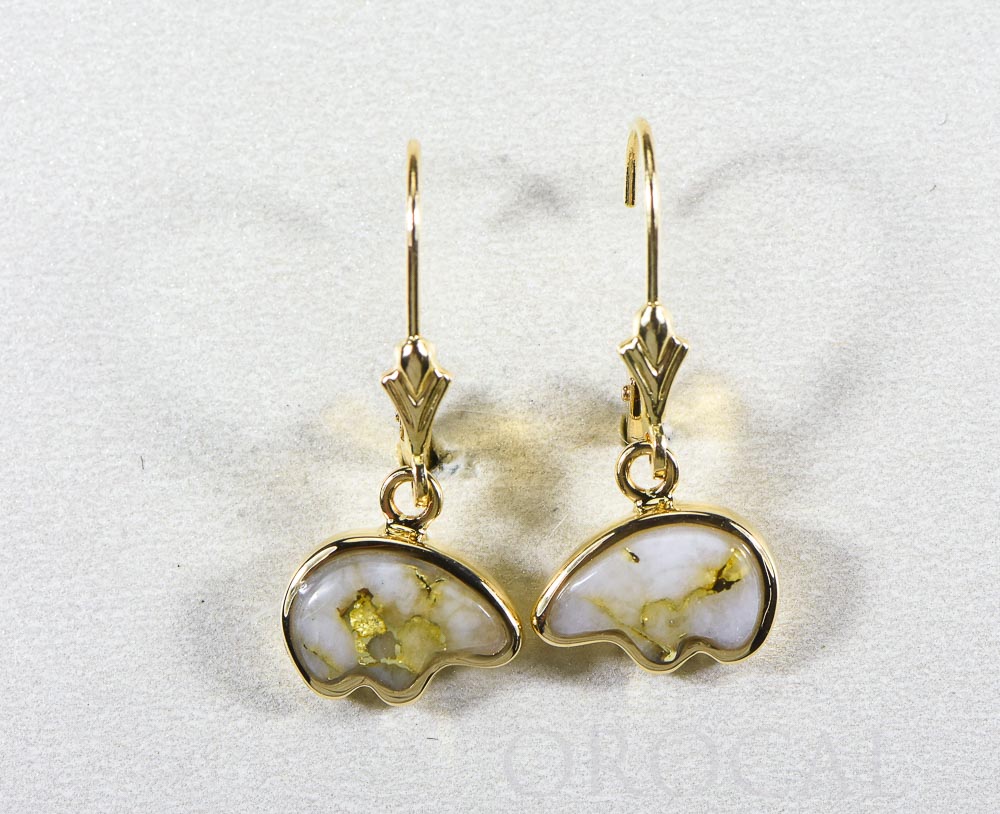 Gold Quartz Earrings "Orocal" EBR1SHQ/LB Genuine Hand Crafted Jewelry - 14K Gold Casting