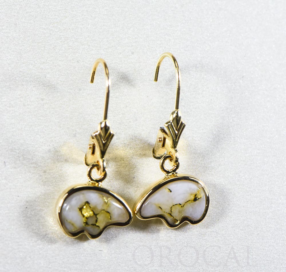 Gold Quartz Earrings "Orocal" EBR1SHQ/LB Genuine Hand Crafted Jewelry - 14K Gold Casting