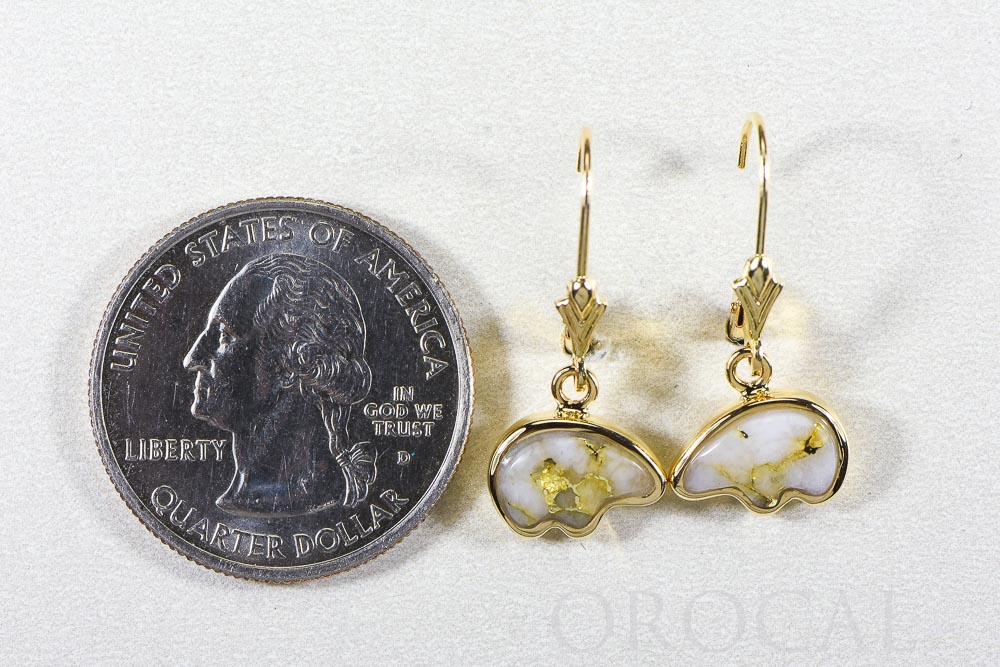 Gold Quartz Earrings "Orocal" EBR1SHQ/LB Genuine Hand Crafted Jewelry - 14K Gold Casting