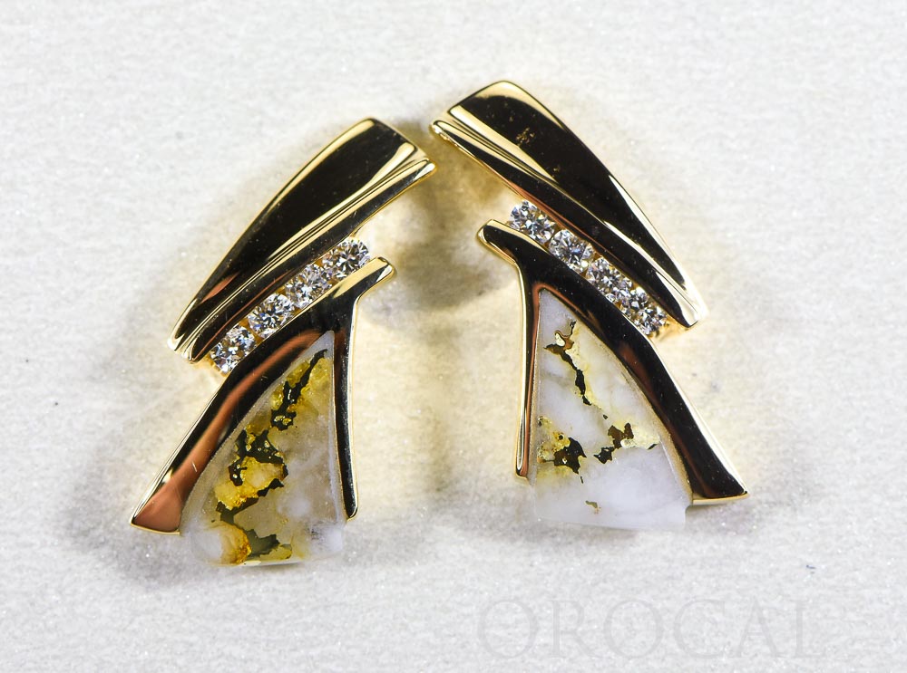 Gold Quartz Earrings "Orocal" EDL74D16Q Genuine Hand Crafted Jewelry - 14K Gold Casting